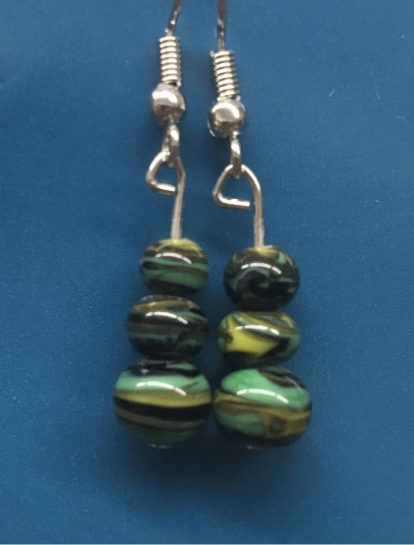 Other New hand blown green glass bead earrings Size ONE SIZE - 1 Preview