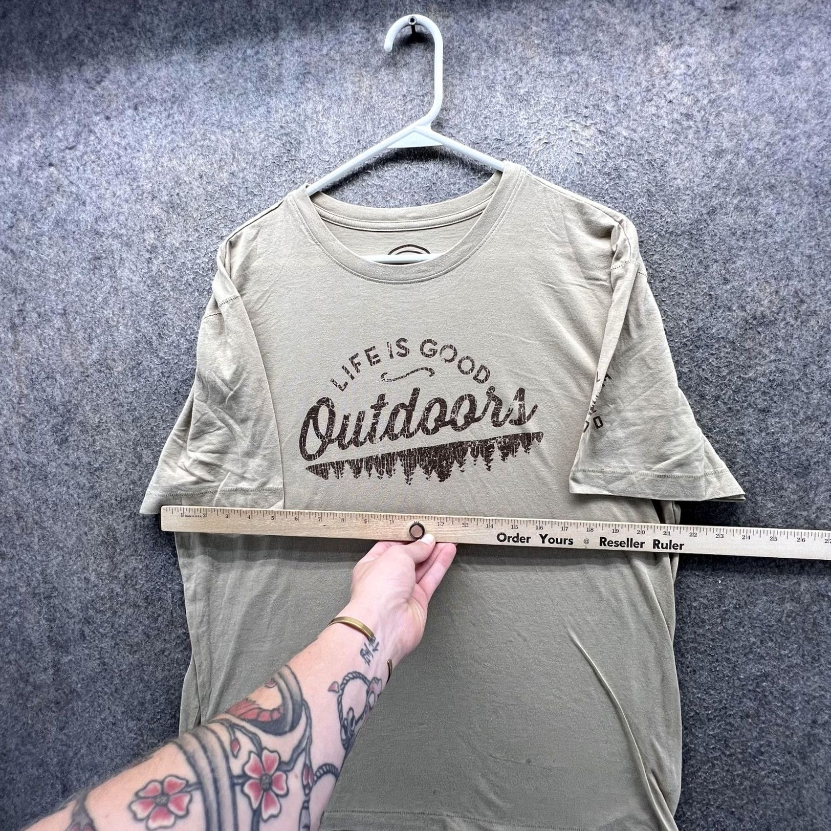 Life is Good Life is Good Outdoors Shirt Mens Large Beige Graphic Tee Hiking Camping Nature Shirt Size US L / EU 52-54 / 3 - 4 Thumbnail