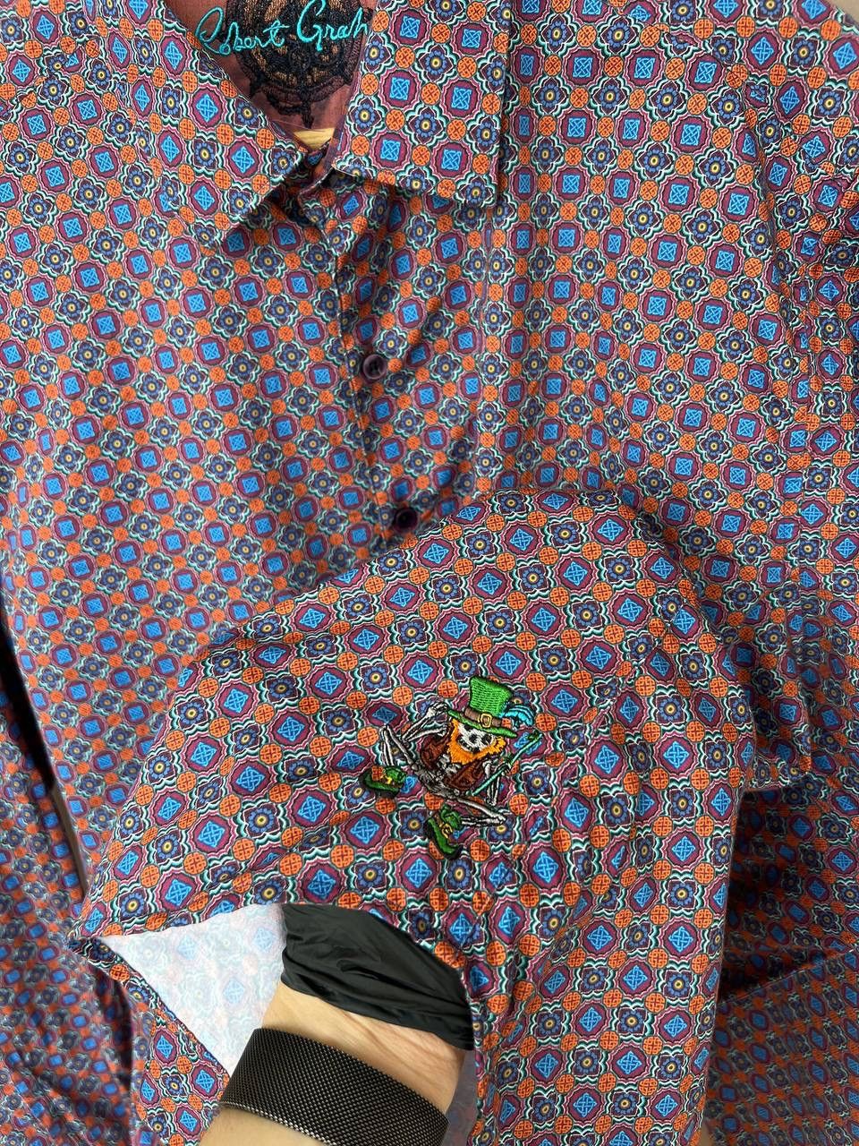 Robert Graham Robert Graham Button Up Shirt Mens Size XXL Brown Geometric Size US XXL / EU 58 / 5 - 10 Thumbnail