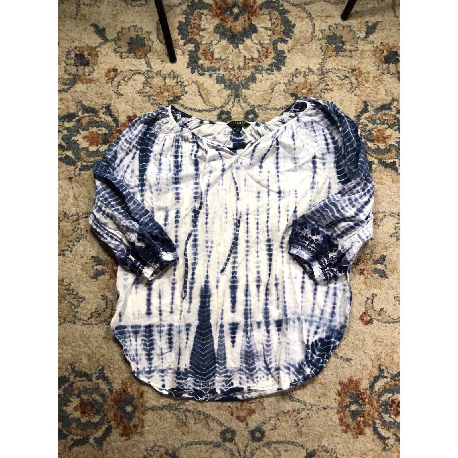 Ralph Lauren Lauren Ralph Lauren Shirt Womens XL Blue Tie Dye Peasant Tunic Boho 3/4 Sleeve Size XL / US 12-14 / IT 48-50 - 2 Thumbnail