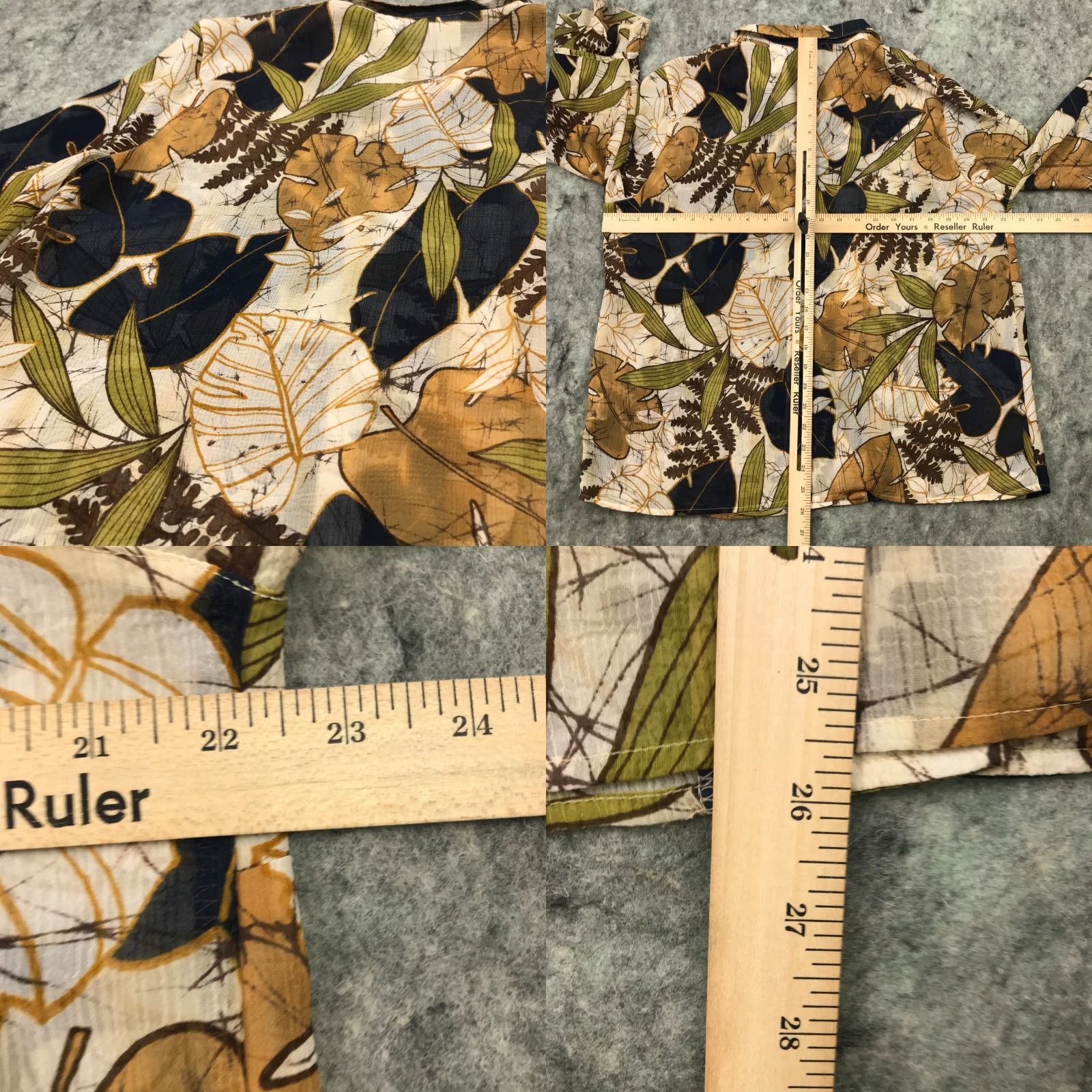 Vintage Alfred Dunner Womens Shirt Top 16 Beige Button Up 3/4 Sleeve Floral Sheer Fall Foilage Lightweight Casual Shirt Womens Size XXL / US 16-18 / IT 52-54 - 8 Thumbnail