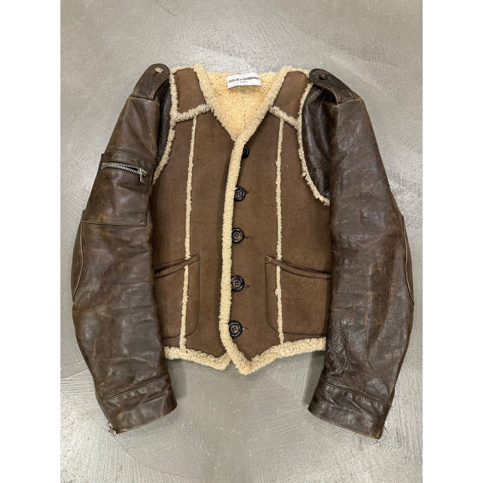 Dolce & Gabbana 1990s Dolce & Gabbana shearling leather military jacket Size US M / EU 48-50 / 2 - 1 Thumbnail