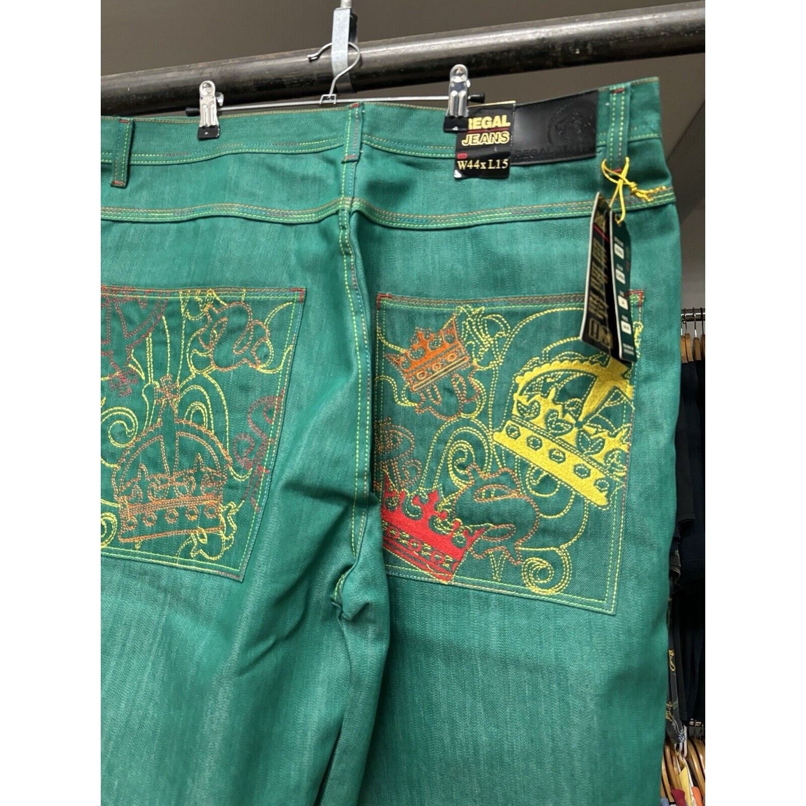 REGAL vintage green regal jeans y2k 90s jorts deadstock 44 x 15 Size US 44 / EU 60 - 6 Thumbnail