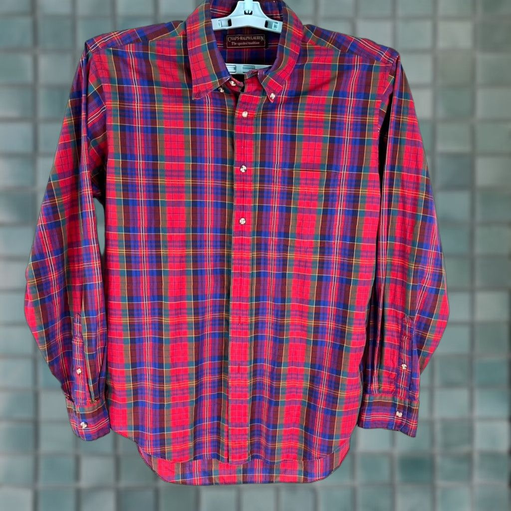 Chaps Chaps Ralph Lauren Plaid Button-Down Shirt Men’s Regular Fit Size L Red Blue Casual Size US L / EU 52-54 / 3 - 1 Thumbnail