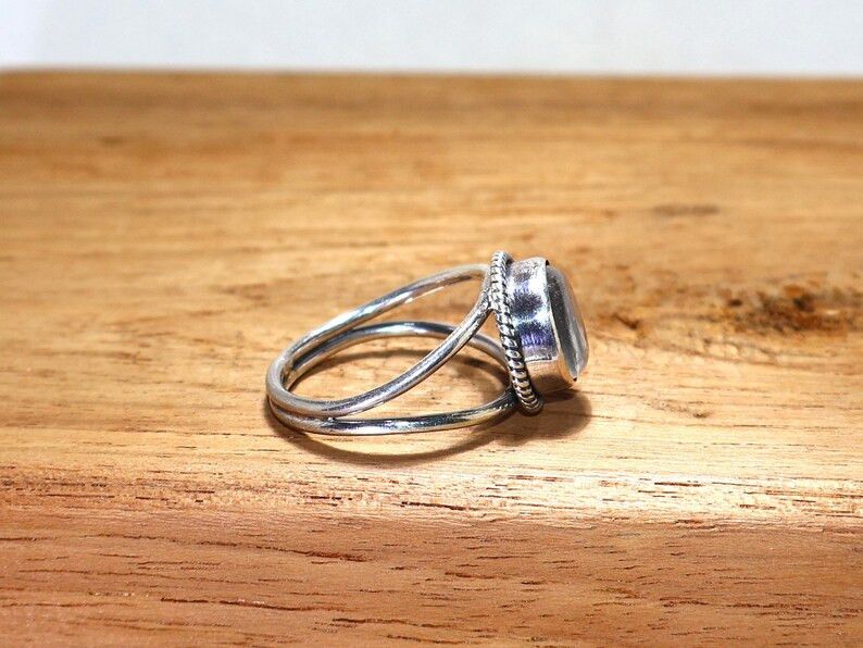 Handmade Clear Quartz Ring: 925 Silver Gemstone, April Birthstone Size ONE SIZE - 5 Thumbnail