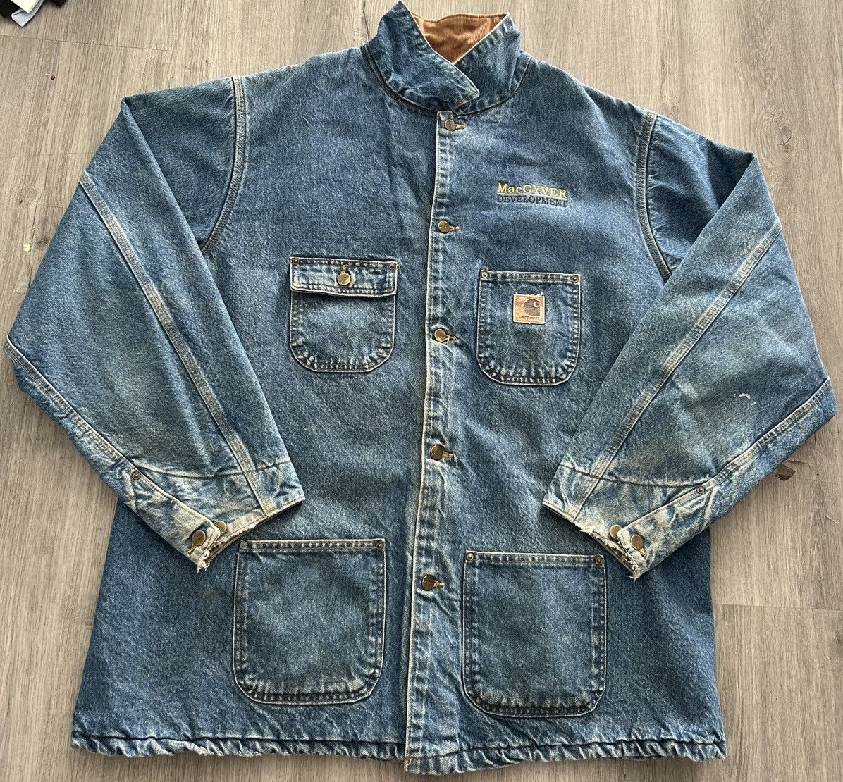 Carhartt Vintage 90s Carhartt blue denim chore barn coat jacket Size US XXL / EU 58 / 5 - 1 Thumbnail