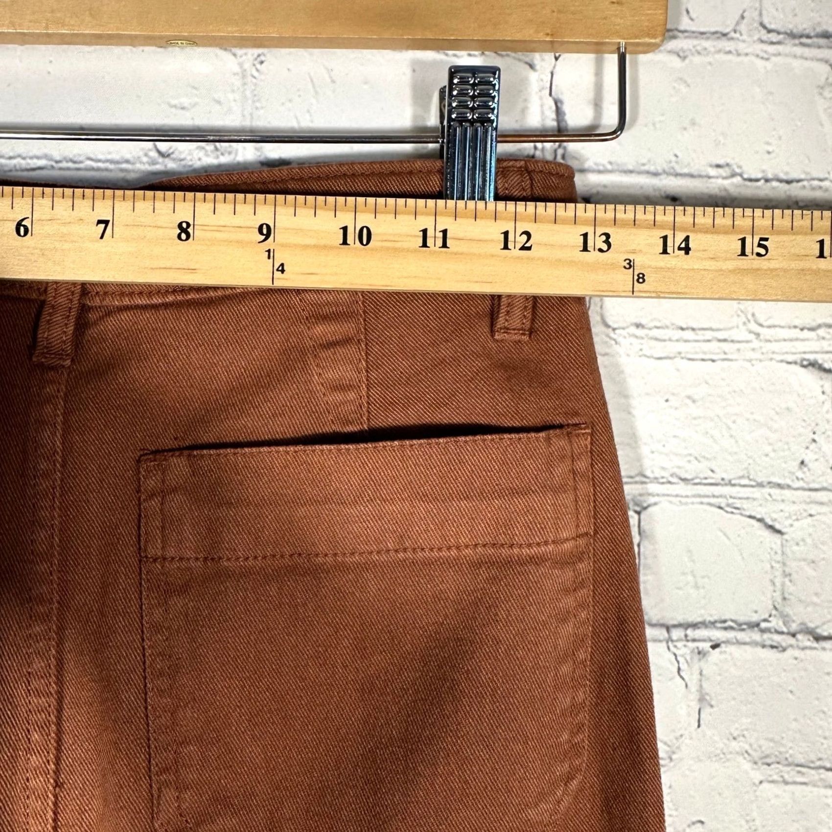 Quince VINTAGE? No - Quince Women Pants 25 Rust Brown High Waisted Wide Leg Crop Cotton Twill Size 42" / US 20 - 5 Thumbnail