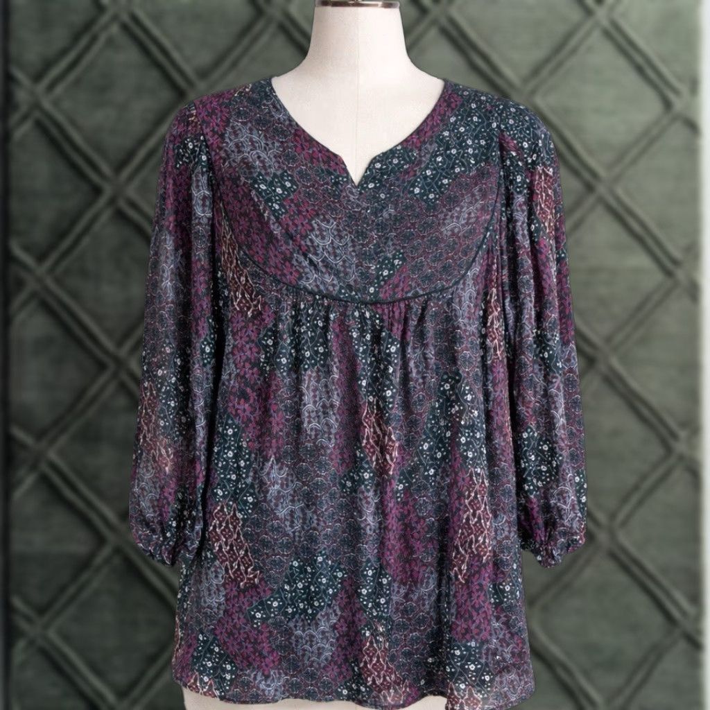 Vintage a.n.a A New Approach Plus 2X Boho Tunic Top Paisley 3/4 Sleeve Blouse Mens? Womens? Size XXL / US 16-18 / IT 52-54 - 1 Thumbnail