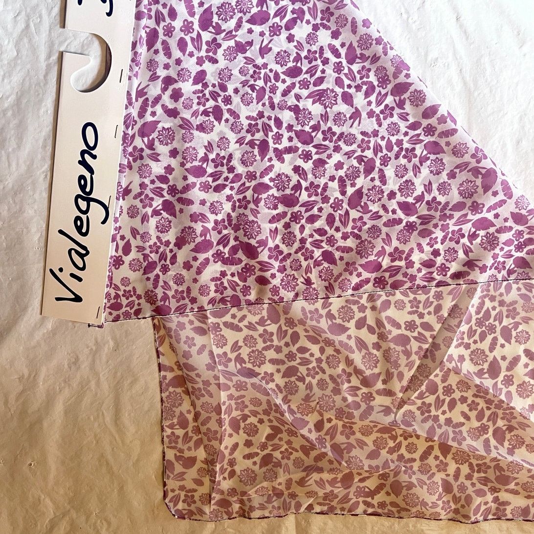 Other One of a Kind Silk Scarf Manufacture Sample Purple Flowers Size ONE SIZE - 5 Thumbnail