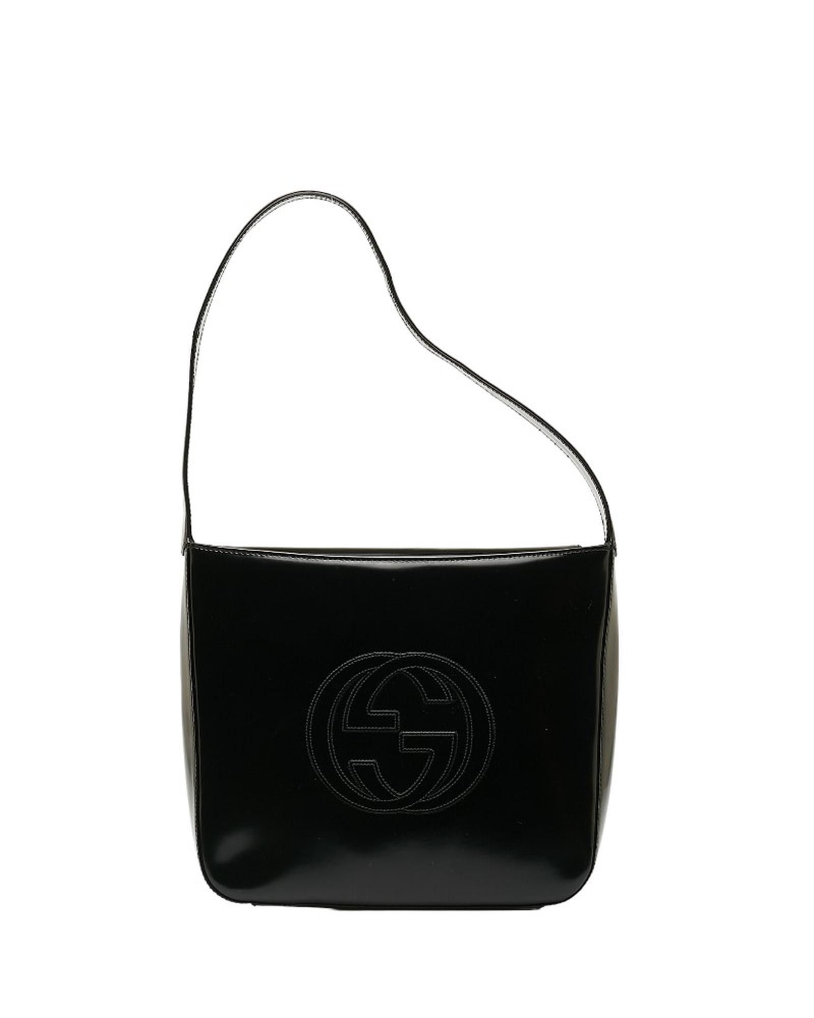 image of Gucci Vintage Leather Shoulder Bag In Black, Women's