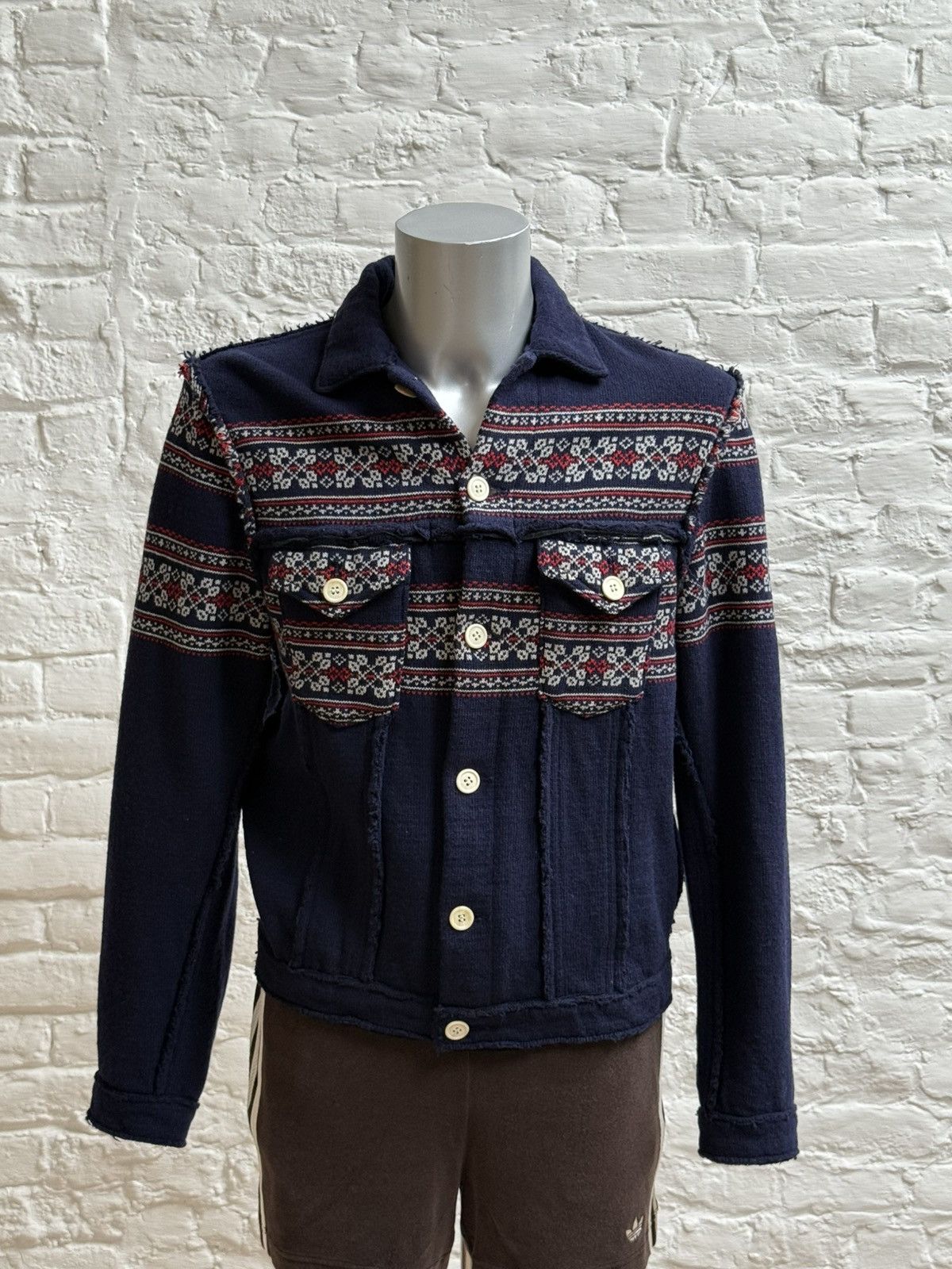 Comme des Garcons Junya Watanabe Comme des Garçons Man Navy Knit Jacket Size US L / EU 52-54 / 3 - 1 Thumbnail