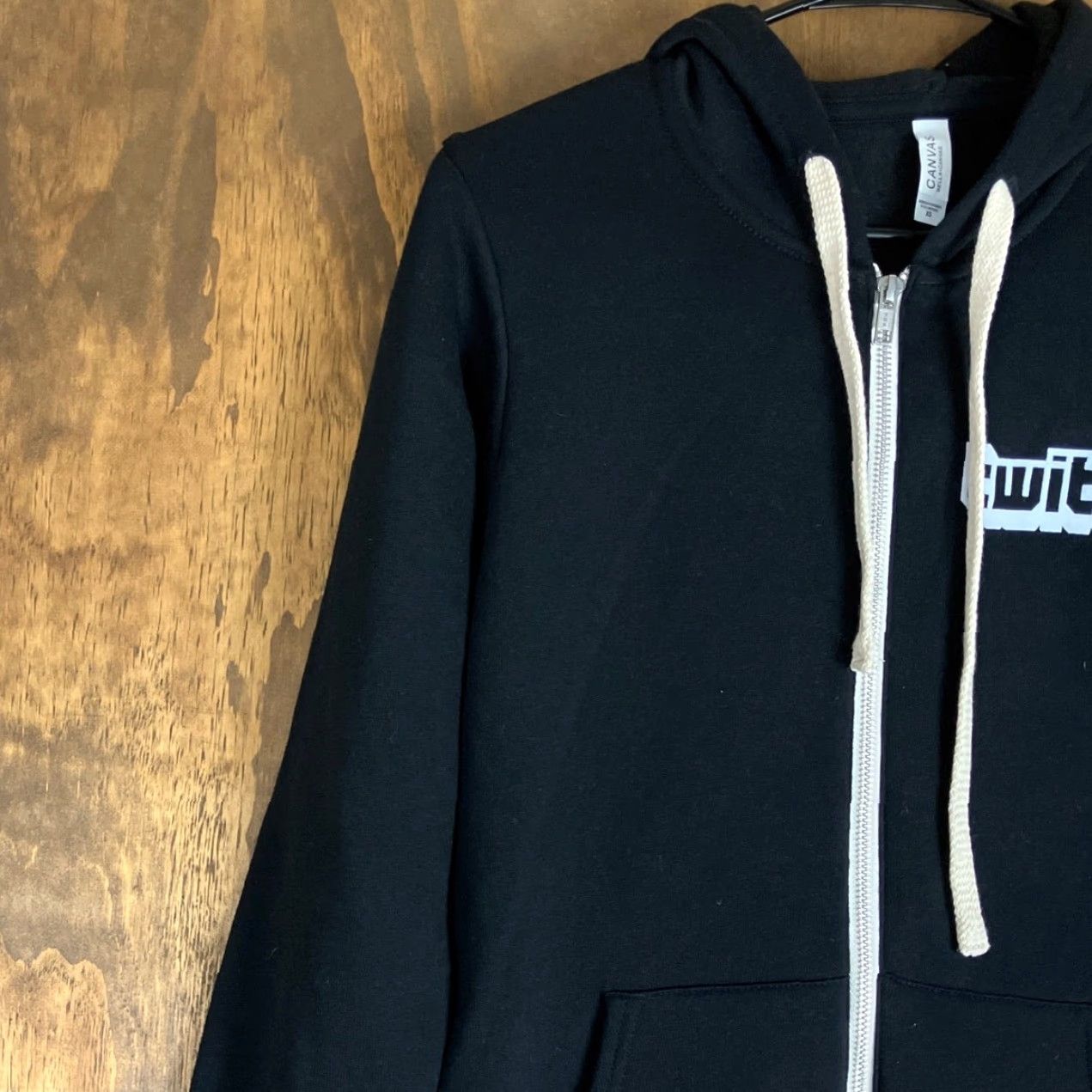 Vintage VINTAGE Bella Canvas Unisex Jacket Black Full Zip Twitch Logo Hooded Pockets XS Size XS / US 0-2 / IT 36-38 - 4 Thumbnail