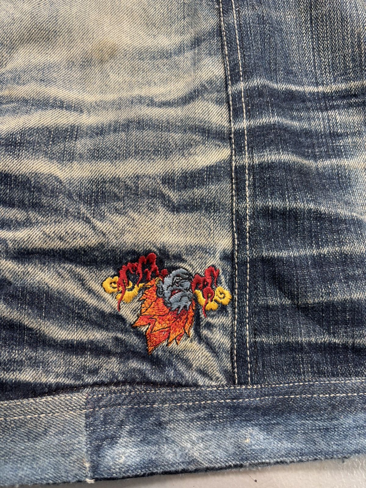 Japanese Brand Vintage Japanese embroidered reworked nomad denim skirt Size 28" / US 6 / IT 42 - 15 Thumbnail