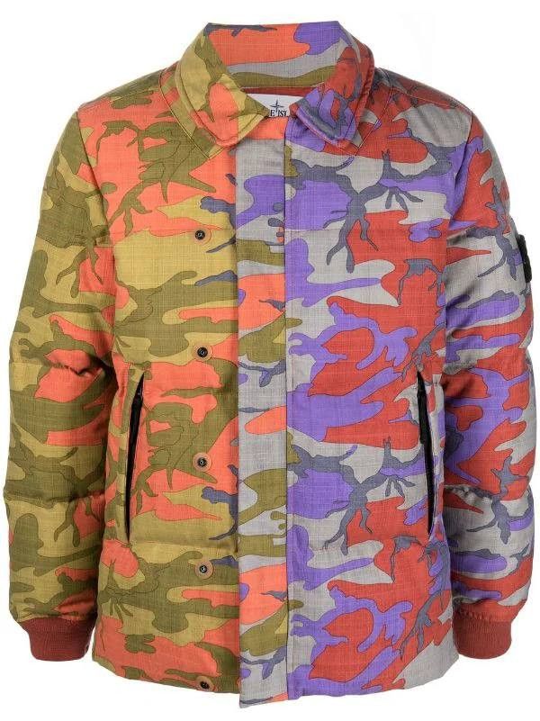 image of Stone Island Heritage Camo Ripstop Men's Down Jacket in Colored Camo (Size Large)