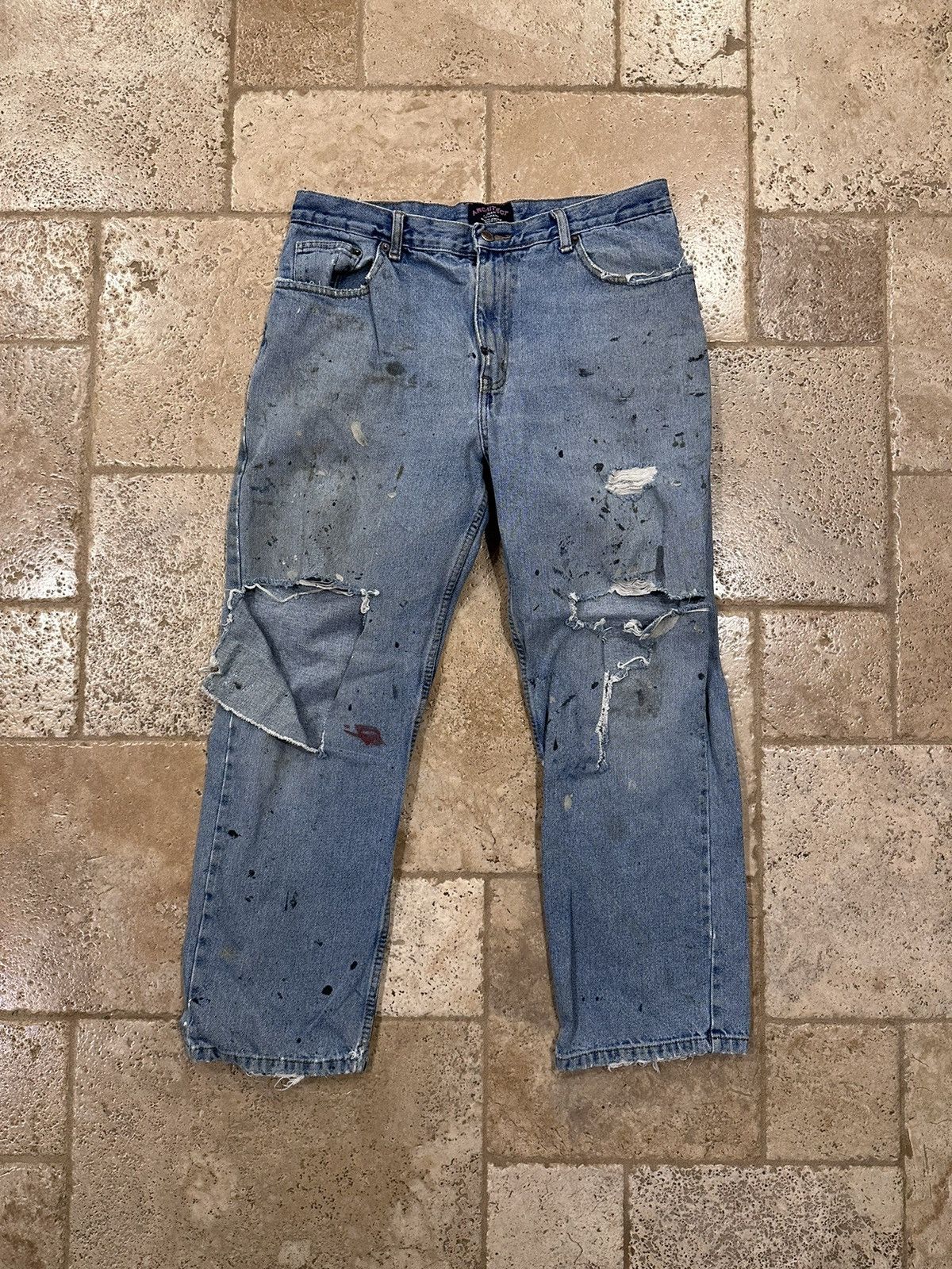Architect × Vintage Vintage Architect Distressed Thrashed Paint Denim Blue Jeans Size US 36 / EU 52 - 1 Thumbnail