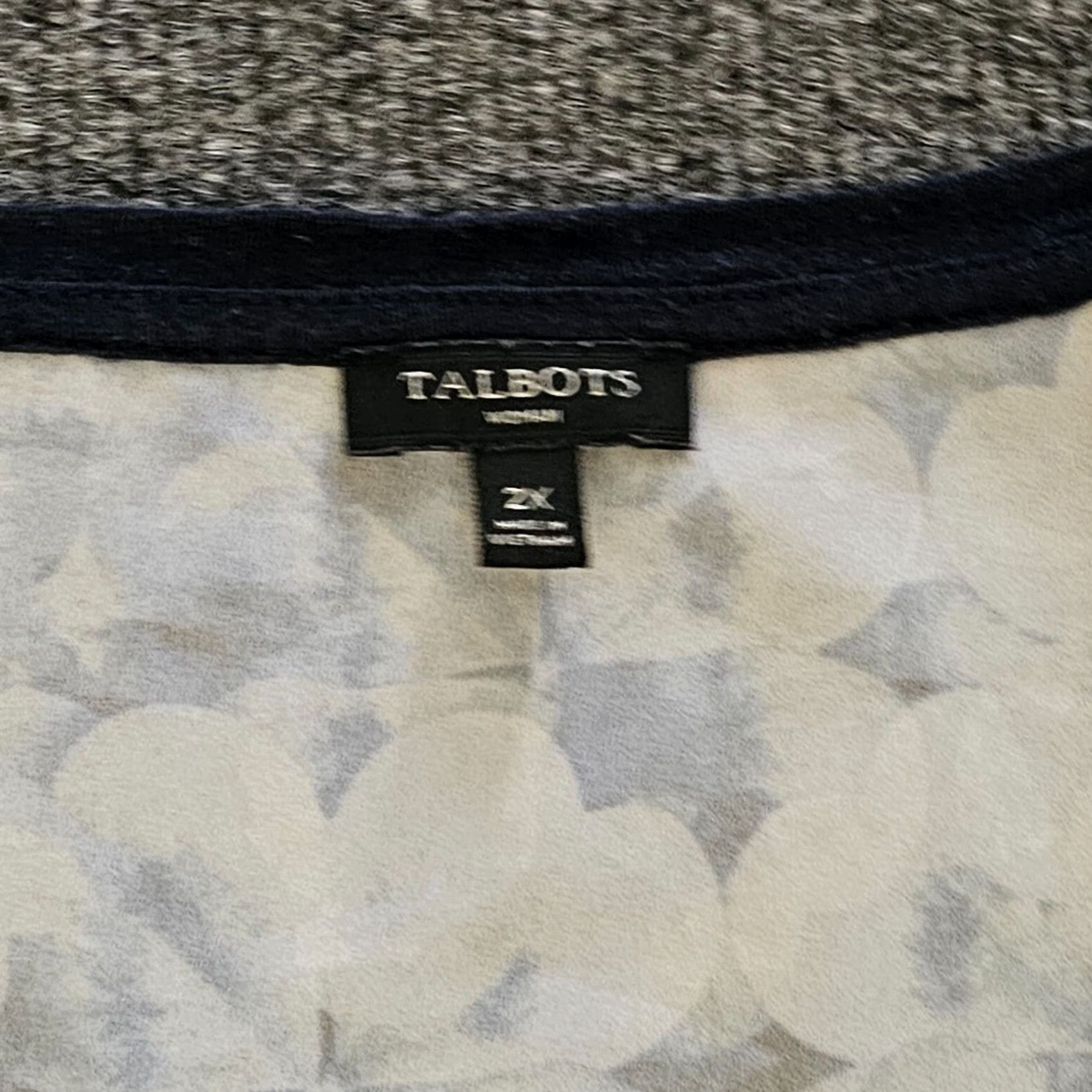 Talbots Talbots Top Women's 2X Blue Linen Tie Dye Short Sleeve Round Neck Casual Blouse Size XXL / US 16-18 / IT 52-54 - 3 Thumbnail