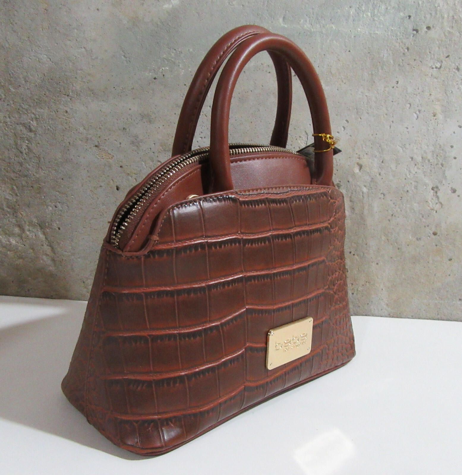 United Colors Of Benetton Bebe Crista Croco Dome Satchel Crossbody Bag Chestnut Brown Size ONE SIZE - 4 Thumbnail