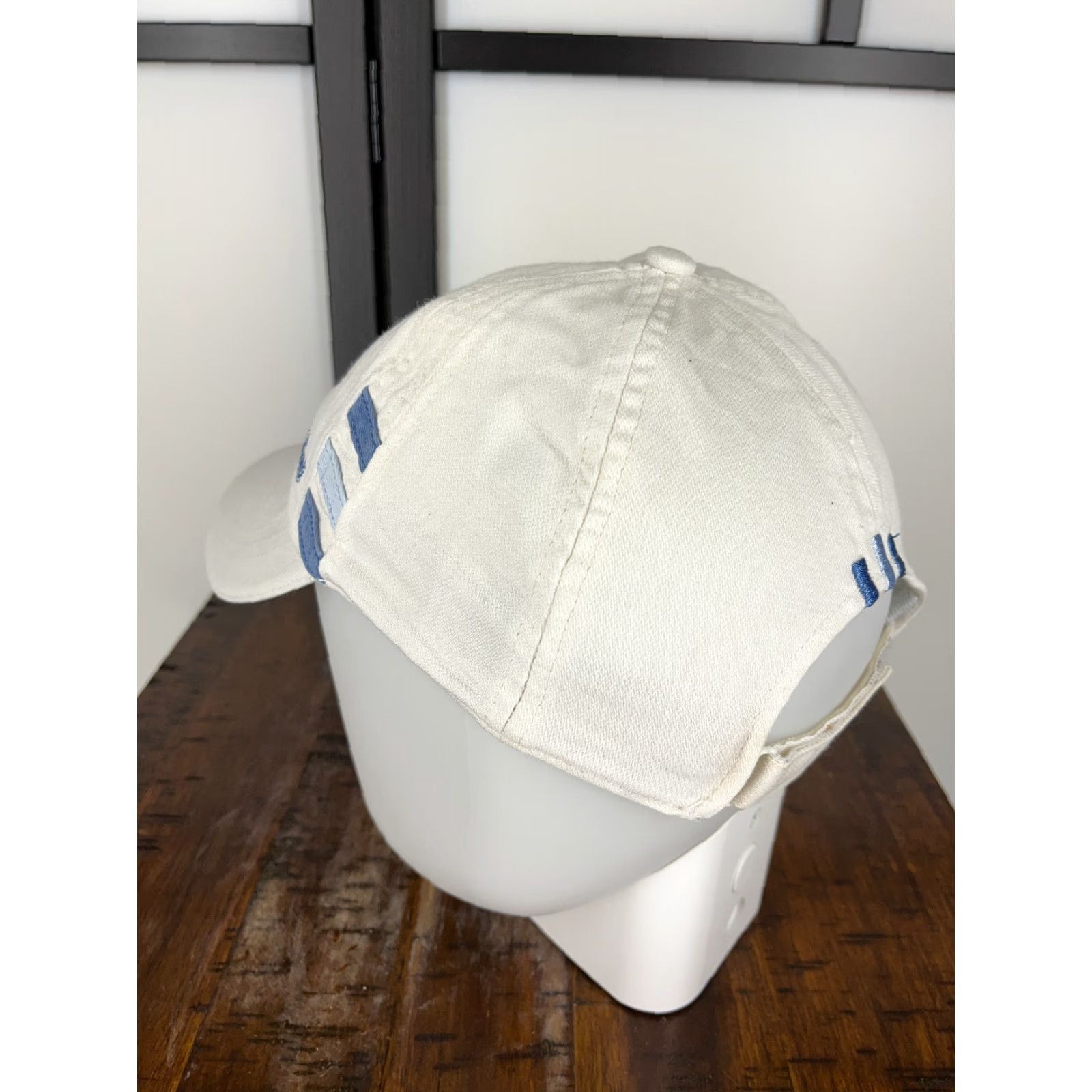 Adidas VINTAGE Adidas Hat Cap Strap Back Adult One Size White Blue Cotton Climalite Size ONE SIZE - 5 Thumbnail