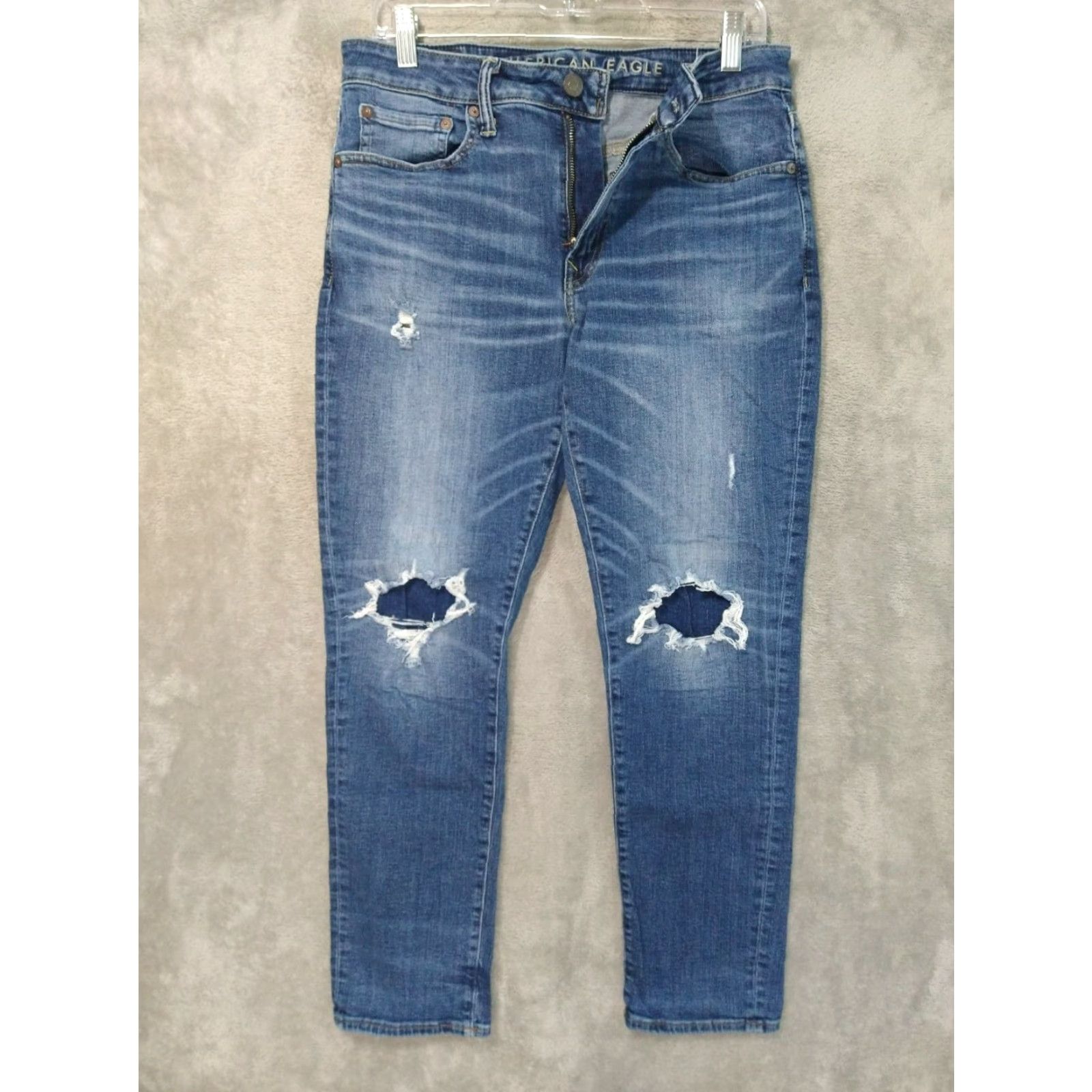 American Eagle Outfitters American Eagle Outfitters Jeans Mens 31x30 Blue Denim Next Level Airflex Slim Distressed Size US 31 - 2 Thumbnail