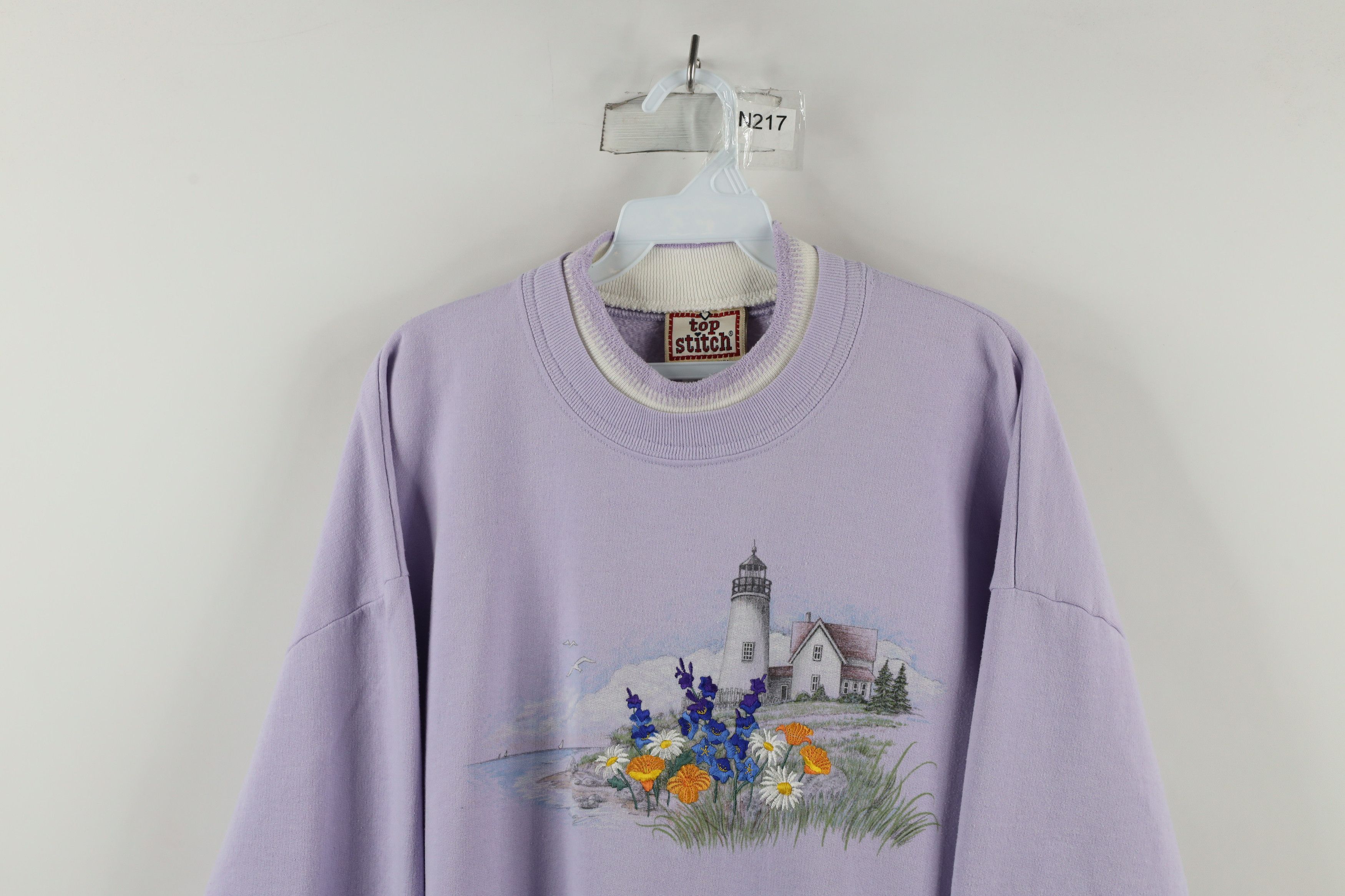 Vintage Vintage 90s Streetwear Beach Lighthouse Flower Sweatshirt Size XL / US 12-14 / IT 48-50 - 2 Thumbnail