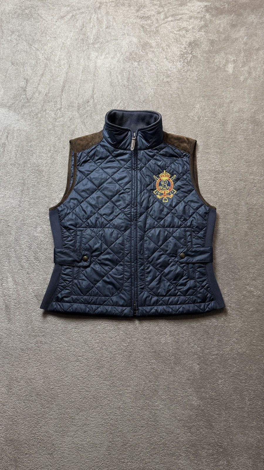 Polo Ralph Lauren Ralph Lauren Equestrian Quilted Suede Crown Crest Vest ysl Size L / US 10 / IT 46 - 1 Thumbnail