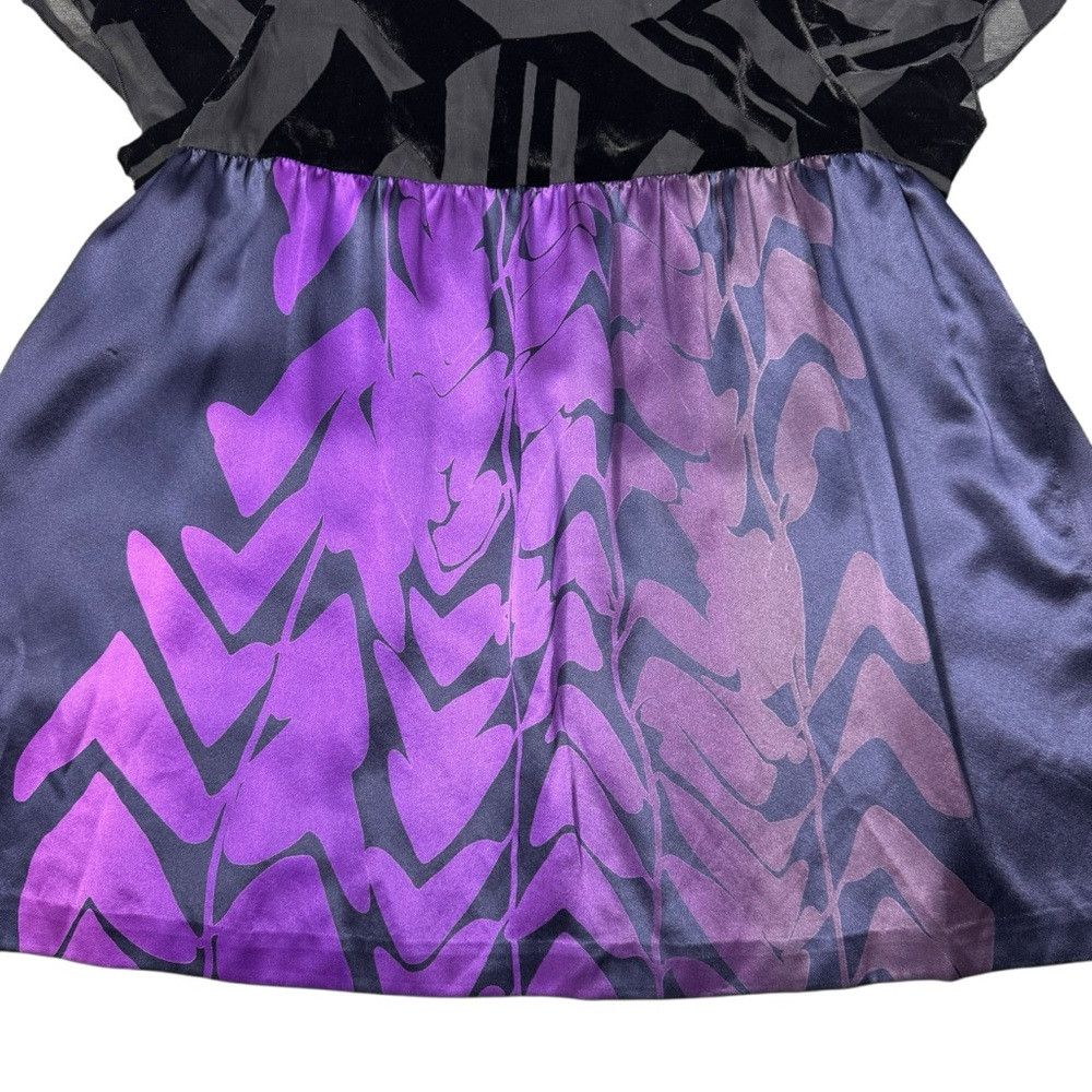 Anthropologie MINT Jodi Arnold Silk Short Sleeve Black Purple Geometric P Size M / US 6-8 / IT 42-44 - 9 Thumbnail