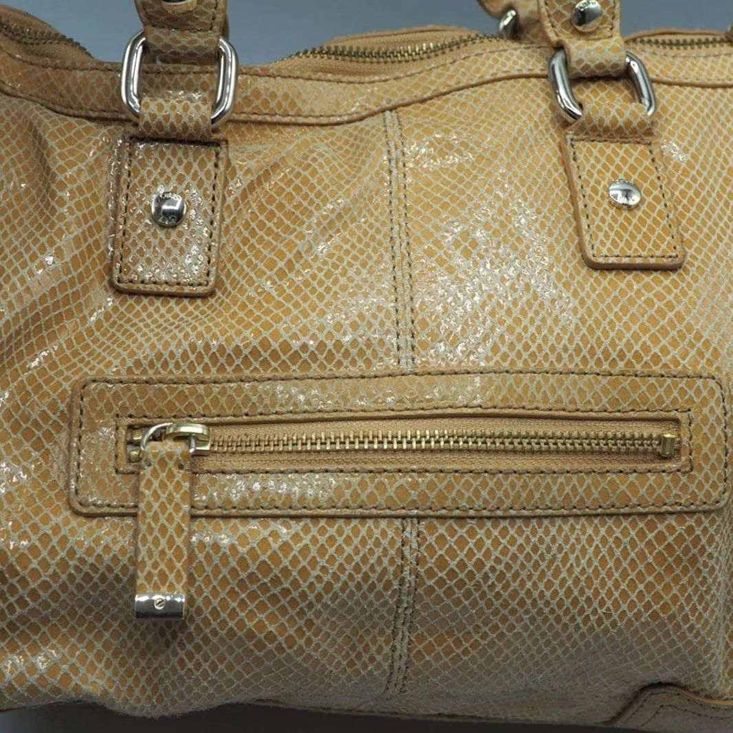 Calvin Klein VINTAGE Calvin Klein Satchel Handbag Purse Monogram Tan Leather Women Size ONE SIZE - 4 Thumbnail