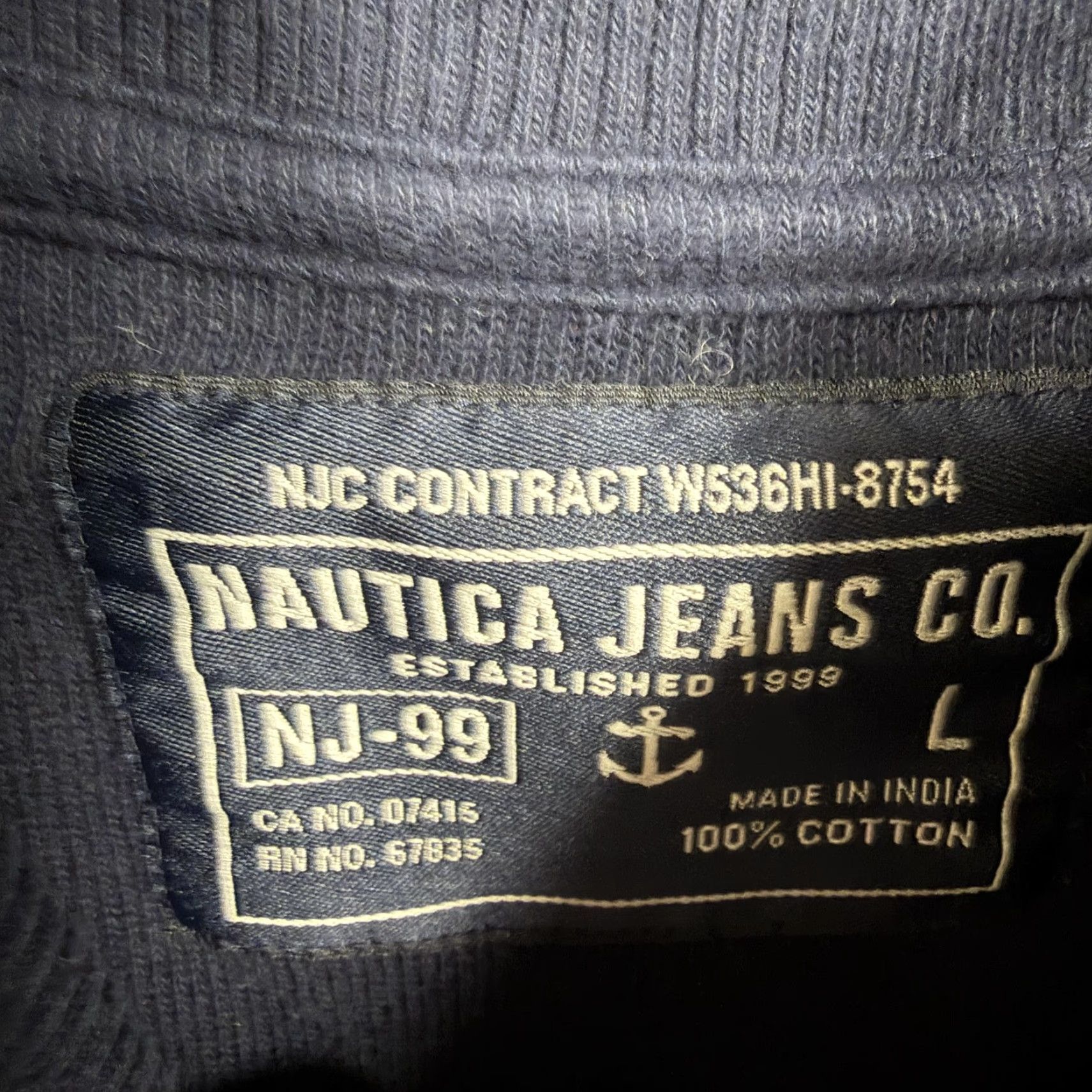 Nautica Nautica Jeans Co Sweater Mens L Blue Henley Mock Neck Pullover Knit Cotton Logo NJC-99 Casual Fall Winter GOLF Walking Mens Size US L / EU 52-54 / 3 - 6 Thumbnail