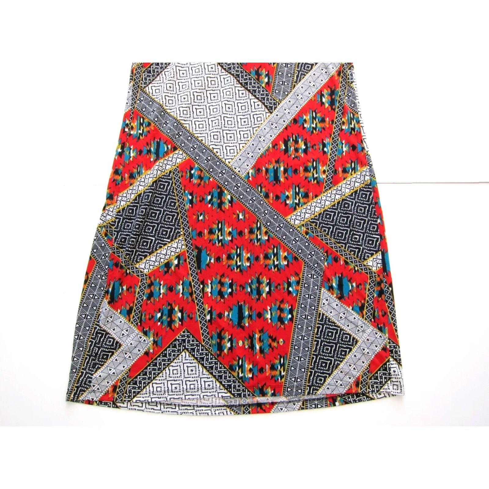 Vintage VINTAGE En Focus Geometric Stretch Tunic Sheath Shift Tank Dress 14W Red Black Green Midi Dress Womens Size XL / US 12-14 / IT 48-50 - 6 Thumbnail