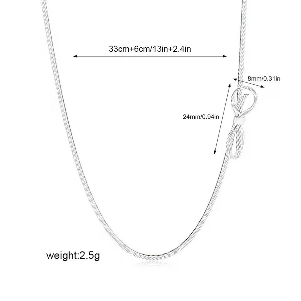 Other Silver Bow Choker Necklace – Adjustable 13" + 2.4" Size ONE SIZE - 2 Thumbnail