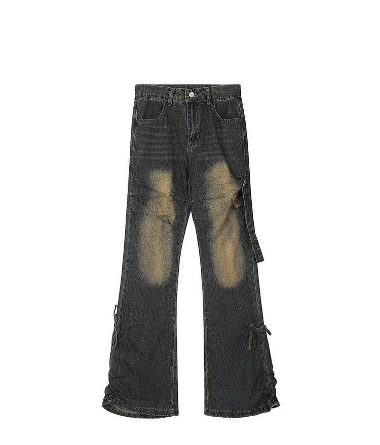 Japanese Brand × Jean Vintage washed distressed micro-flare pleated denim trousers Size US 34 / EU 50 - 5 Thumbnail