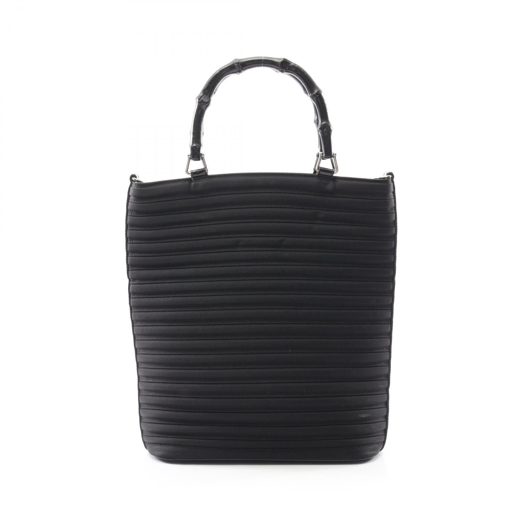 Gucci Gucci Gucci Bamboo Leather Nylon Canvas Handbag Leather Handbag 00219980353 DUTY FREE for USA Size ONE SIZE - 1 Thumbnail