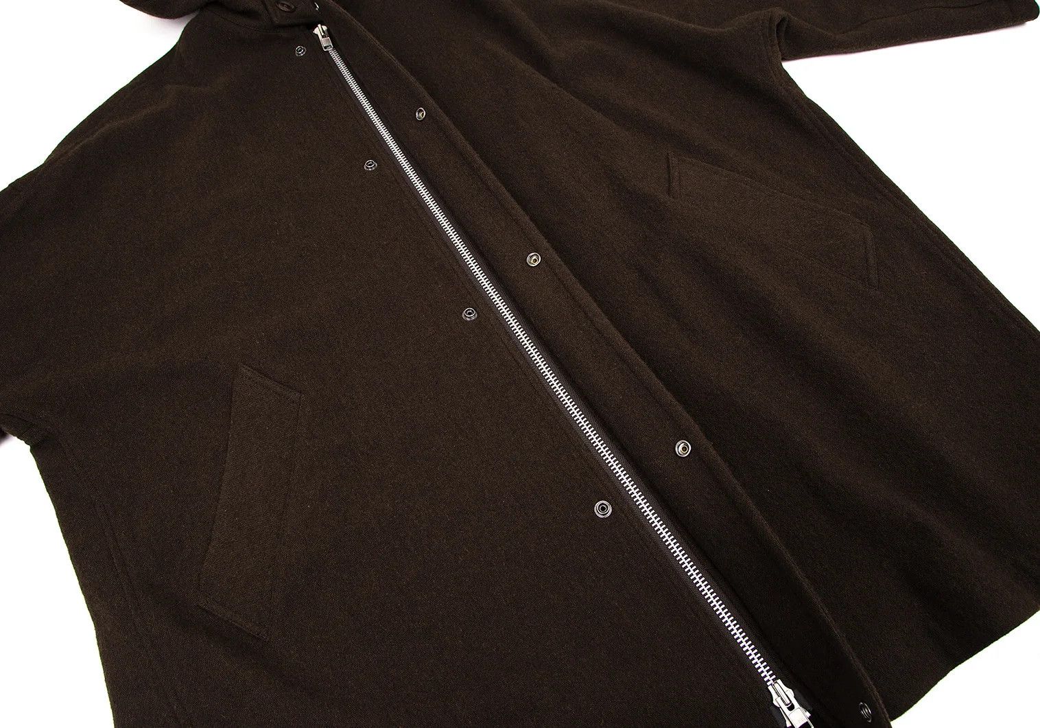 Yohji Yamamoto Blended Wool Doleman Hooded Coat in Dark Brown Size US L / EU 52-54 / 3 - 9 Thumbnail