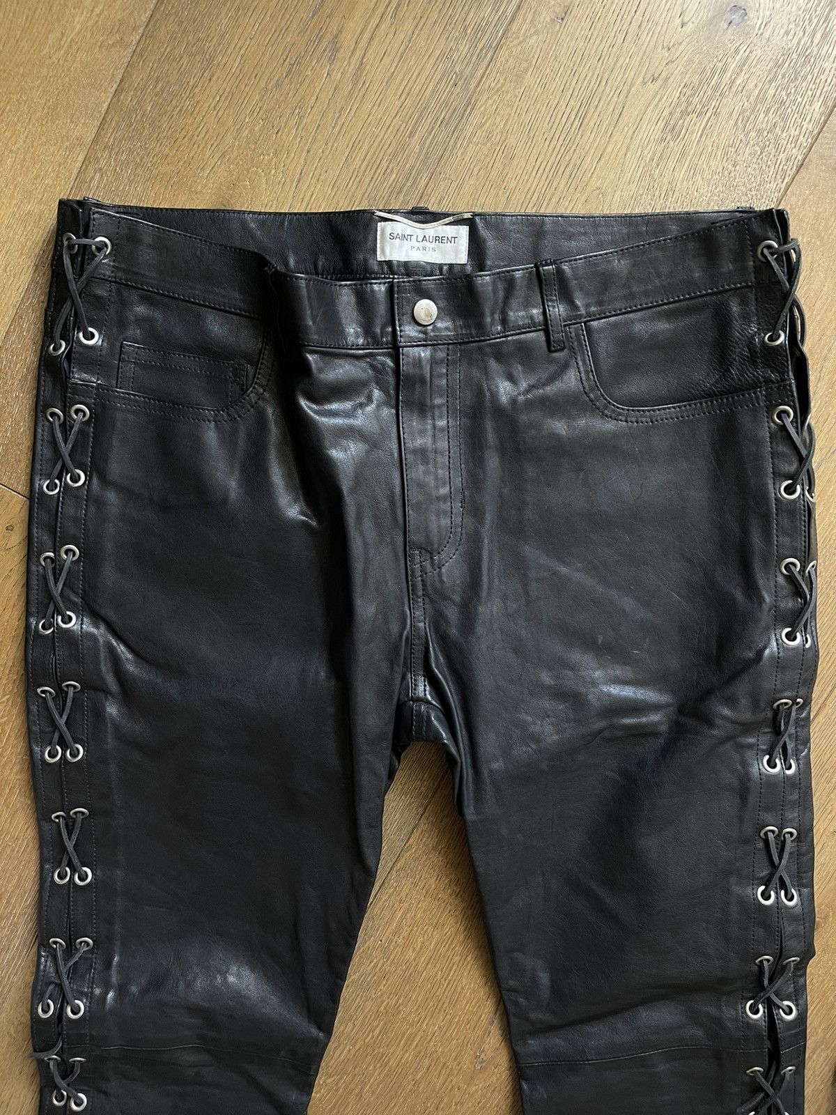 Saint Laurent Paris RARE LEATHER LACE-UP TROUSER Size US 36 / EU 52 - 2 Thumbnail
