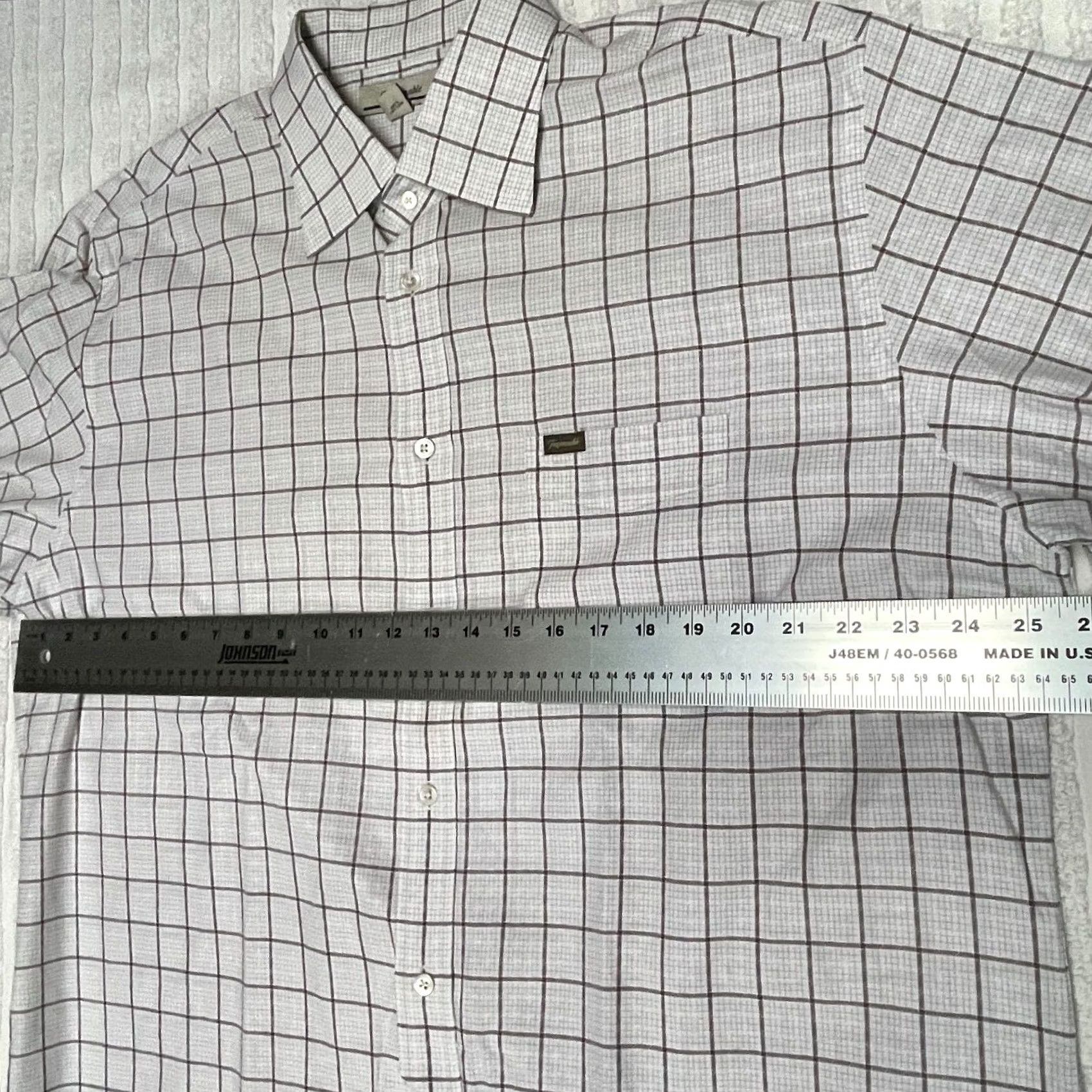 Faconnable Façonnable Shirt Button-Up Long Sleeve XXL White/Tan Micro Check Cotton Size US XXL / EU 58 / 5 - 6 Thumbnail