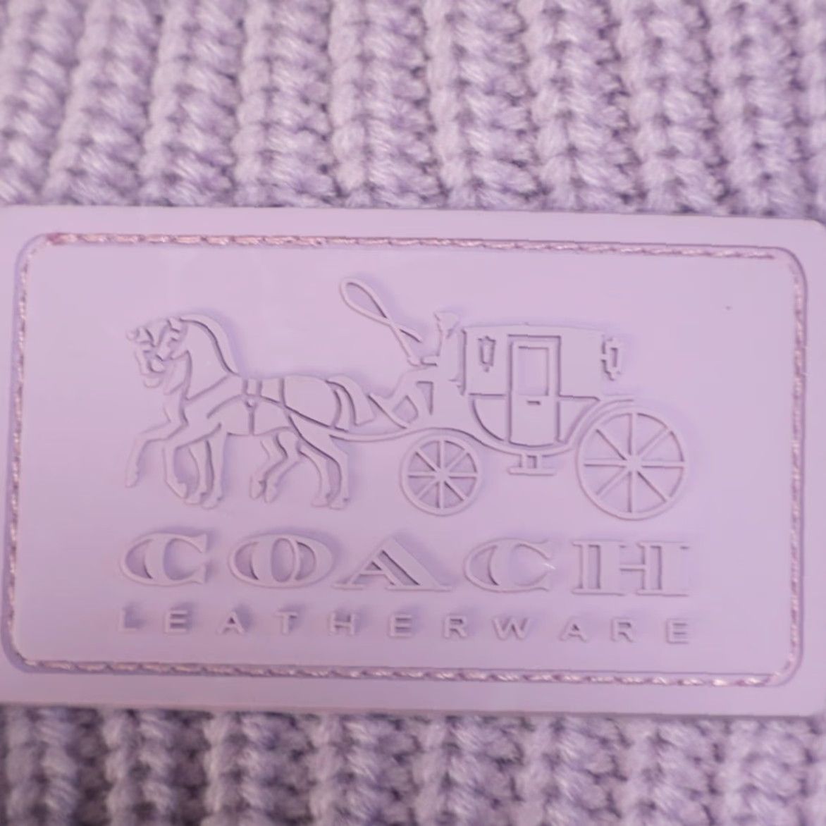 Coach Coach Beanie Knit Leather Patch Wool Blend Pink Women's OS Size ONE SIZE - 4 Thumbnail