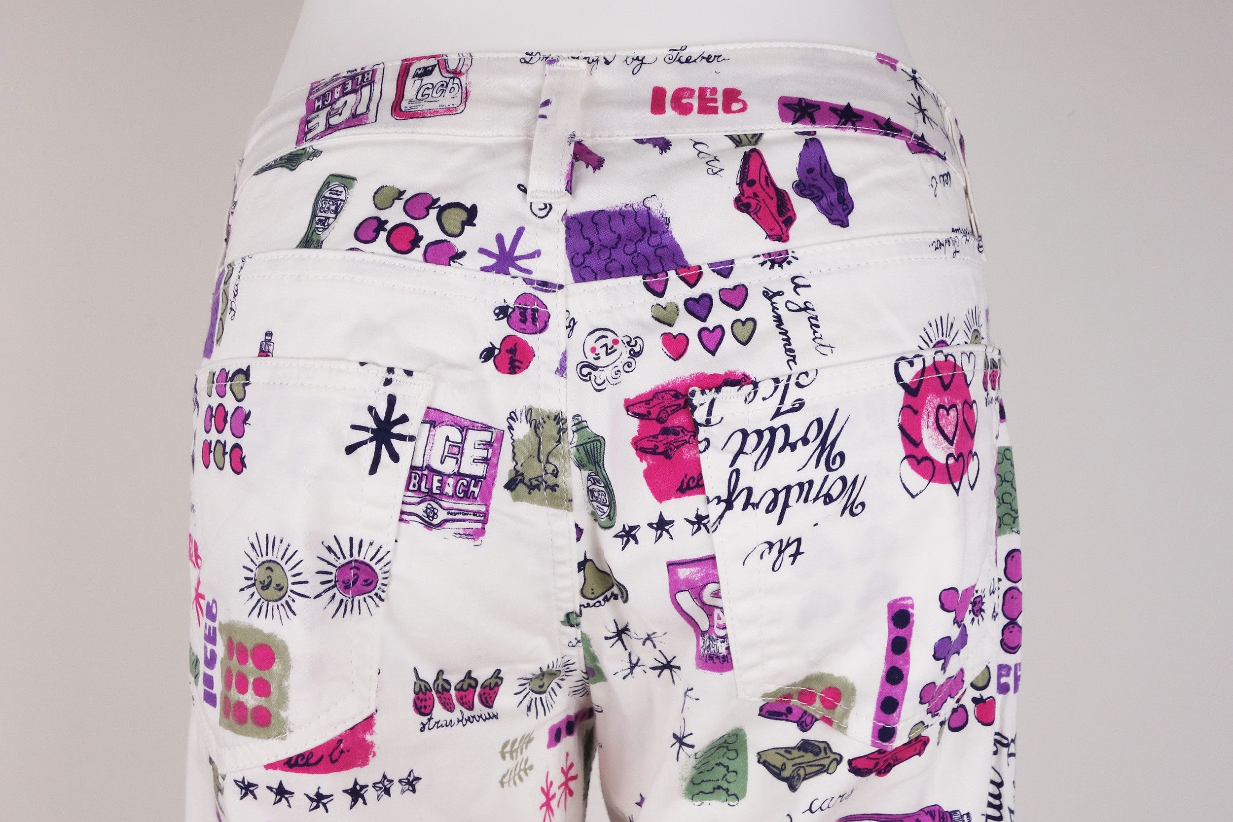 Iceberg Iceberg Ice B Print Jeans Cotton Pants Monogram Pink Vintage Size 29" - 6 Thumbnail