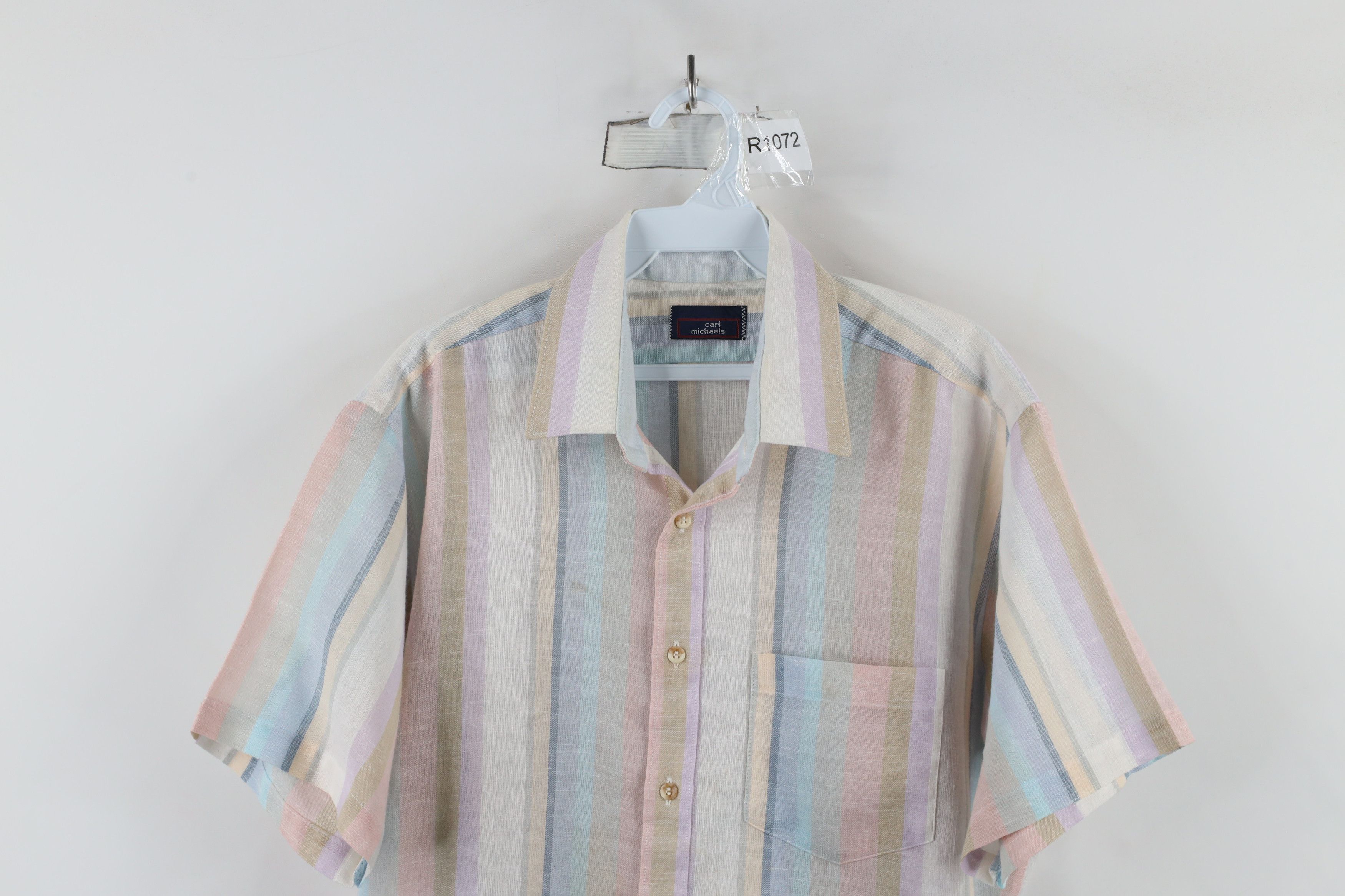 Vintage Vintage 70s Streetwear Linen Short Sleeve Button Shirt USA Size US L / EU 52-54 / 3 - 2 Thumbnail