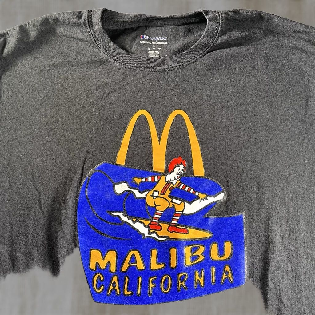 Champion Champion T-Shirt Men’s Large Black McDonald’s Malibu California Surf Ronald McDonald Tee Mens L California Surf Tee Size US L / EU 52-54 / 3 - 1 Thumbnail