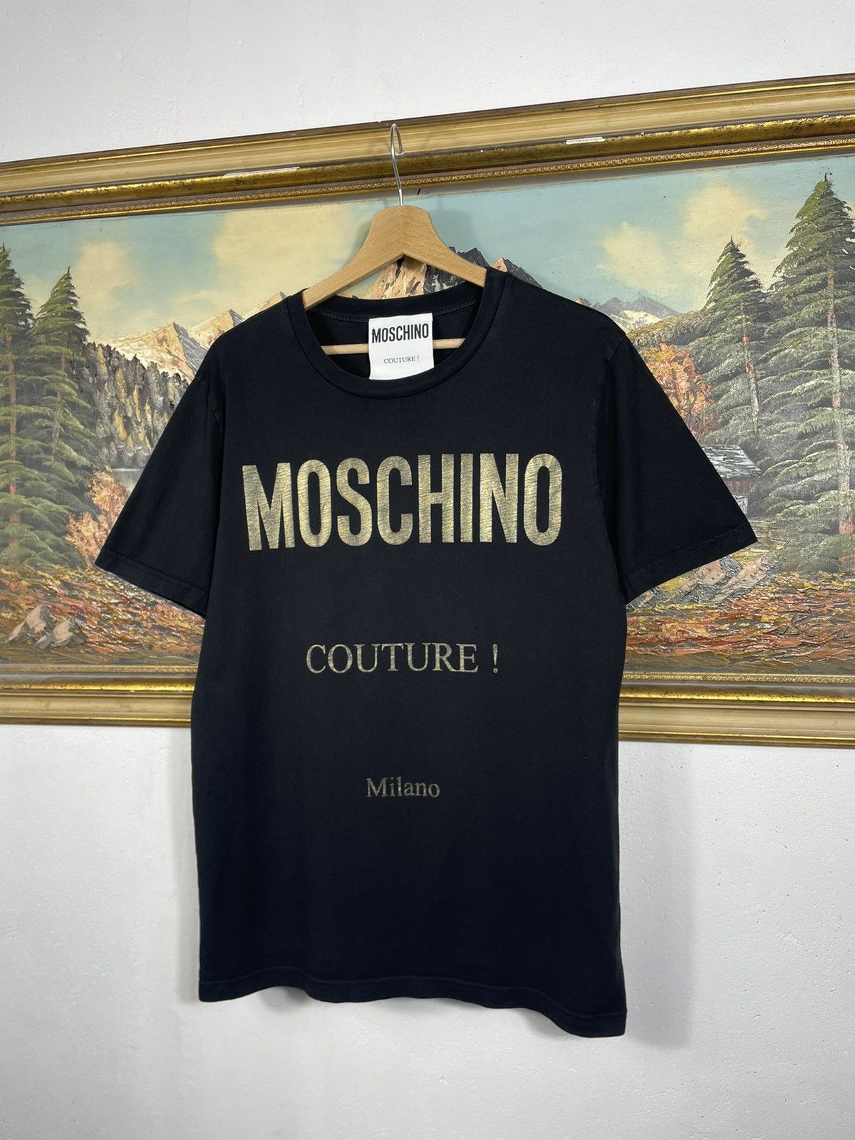 Designer × Moschino Moschino Couture Big Logo Black T-shirt Tee Luxury Designer Size US M / EU 48-50 / 2 - 2 Thumbnail