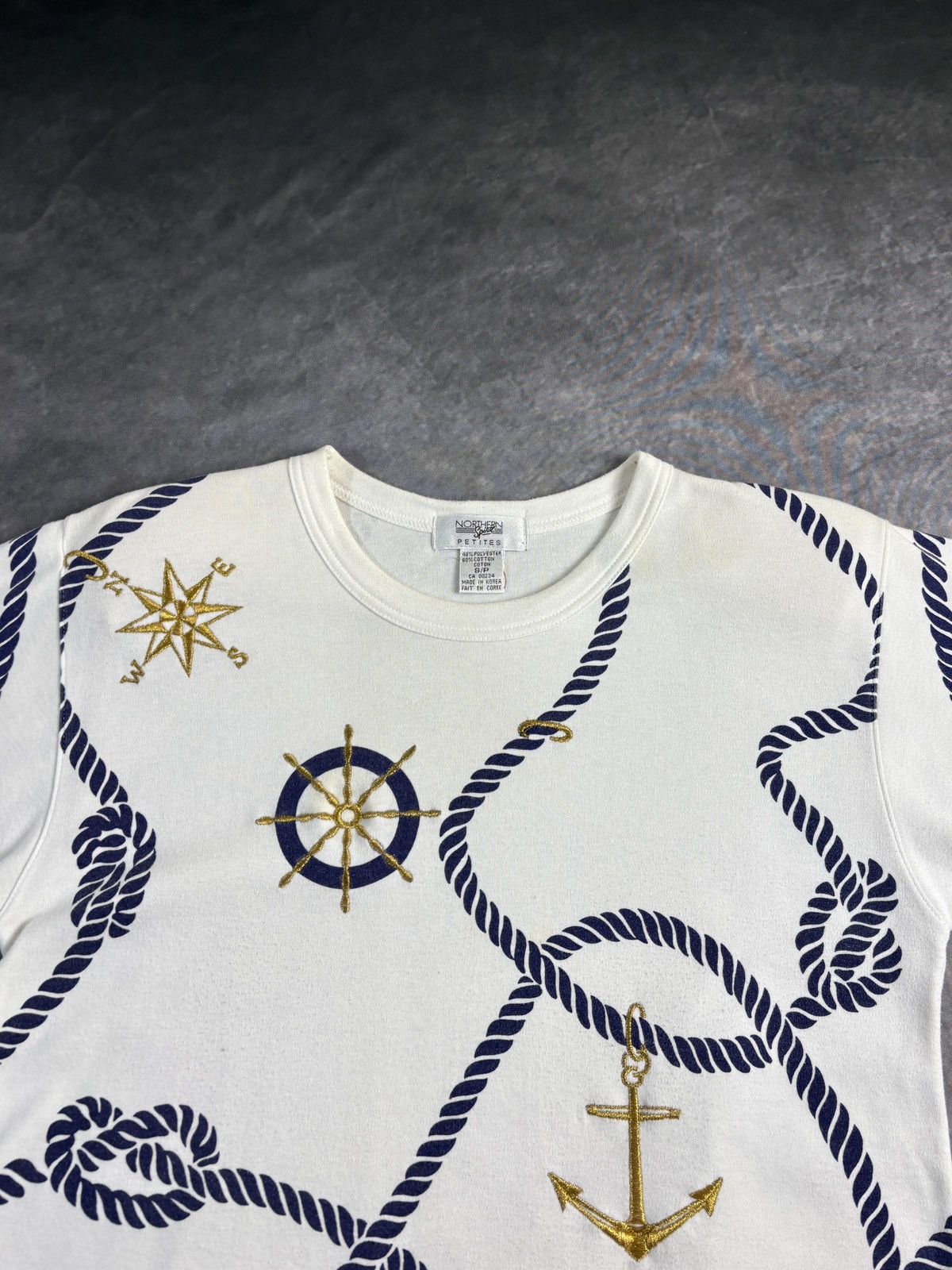 Vintage 1980s Shoulder Pad Tee Shirt Vintage ALP Nautical Padded 90s Size US S / EU 44-46 / 1 - 9 Thumbnail