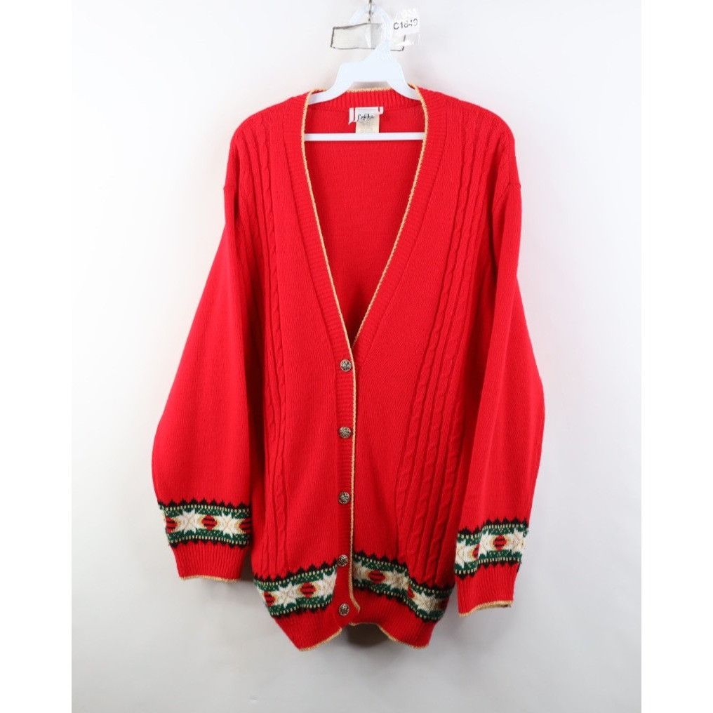 Vintage Vintage 90s Streetwear Christmas Fair Isle Cardigan Sweater Size M / US 6-8 / IT 42-44 - 1 Thumbnail