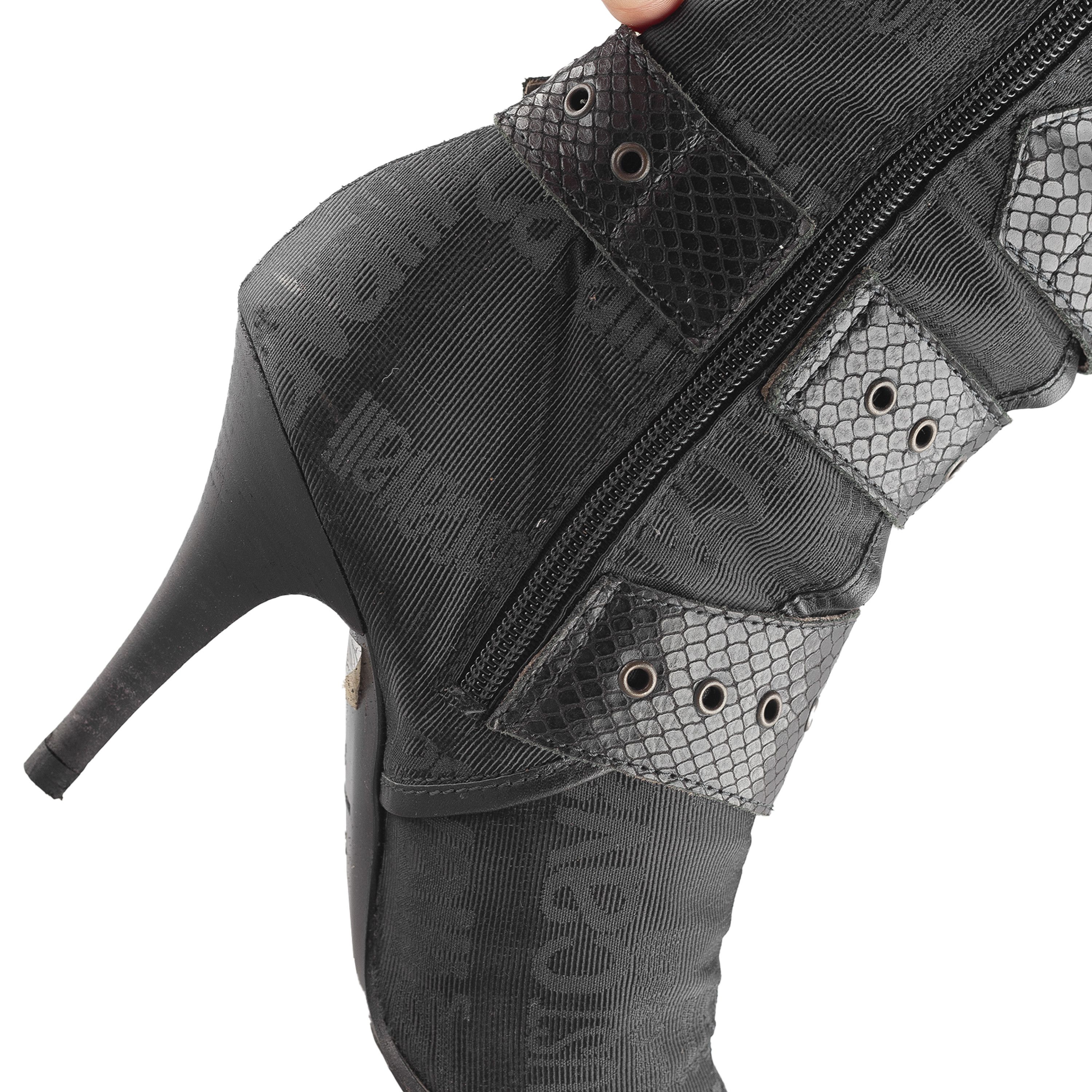 Just Cavalli Just Cavalli Black Monogram Pointed Toe Boots (38 EU) Size US 7 / IT 37 - 4 Thumbnail