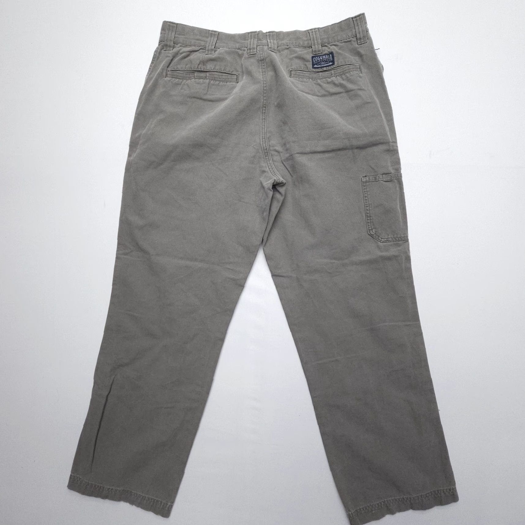 Vintage Columbia Pants Mens 36x30 Inseam Green Canvas Utility Straight Front Work Casual Travel 90s Theme American Size US 36 / EU 52 - 2 Thumbnail
