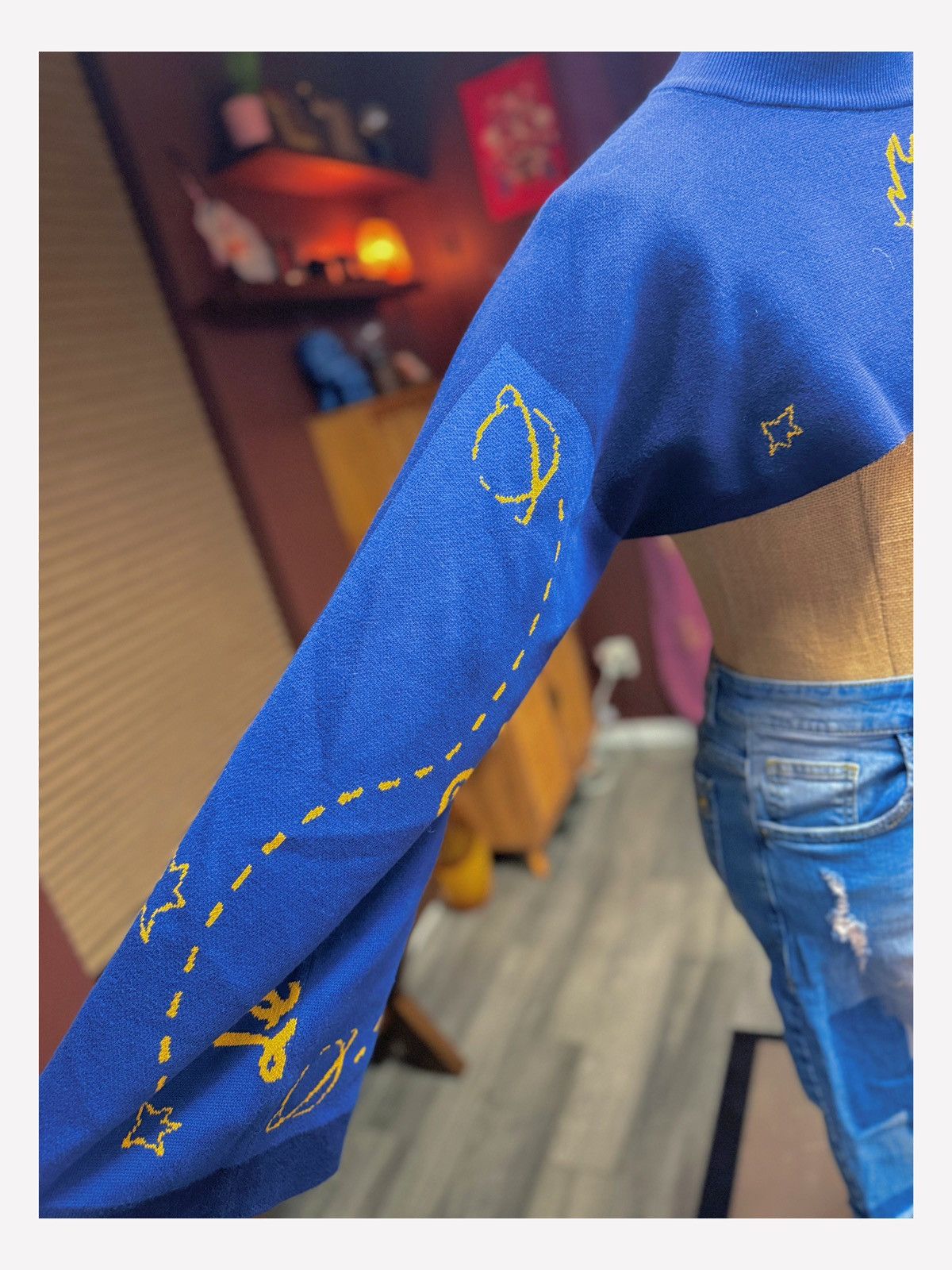 Other Navy “Little Prince” Inspired Cropped Knit Sweater Size ONE SIZE - 4 Thumbnail