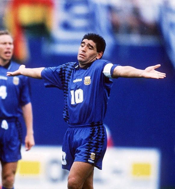 Vintage Argentina Away 1st Prod. 1994-95 Maradona #10 Soccer Jersey Size US L / EU 52-54 / 3 - 10 Thumbnail