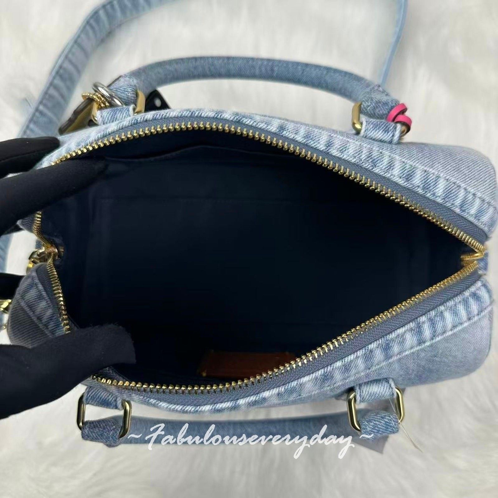 Coach Coach Rowan Satchel Crossbody Loved Denim Charms/Gold/Indigo Size ONE SIZE - 9 Thumbnail