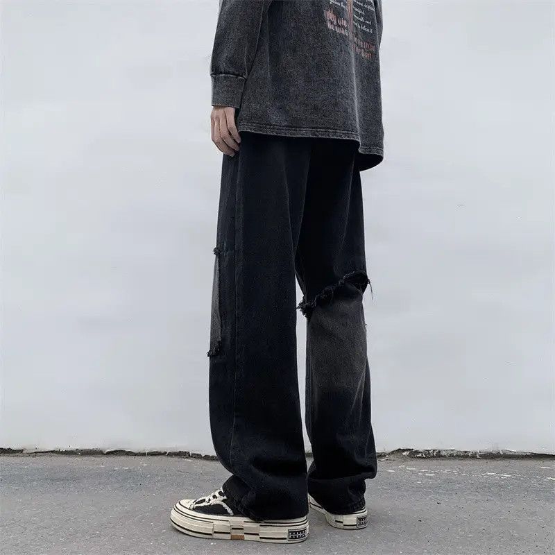 Japanese Brand Retro loose casual patchwork distressed jeans Size US 32 / EU 48 - 5 Thumbnail