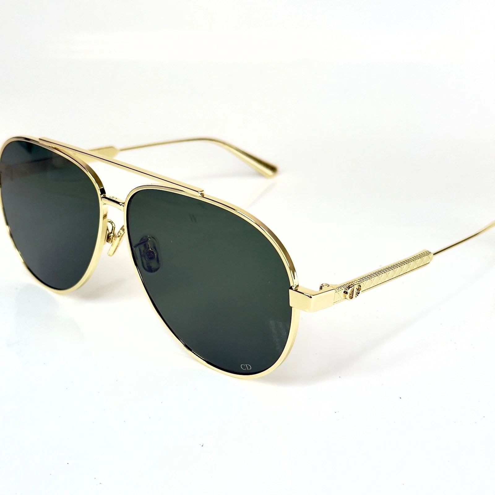Christian Dior Monsieur CHRISTIAN DIOR Gold Green Cannage A1U CD40165U DIORCANNAGE Size ONE SIZE - 6 Thumbnail