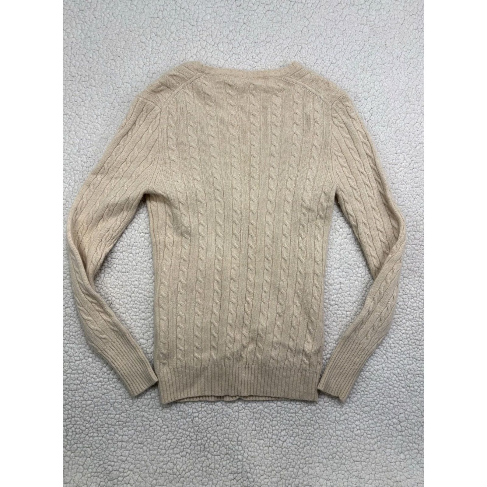 J.Crew VINTAGE J.CREW Cardigan Womens M Cable Knit Cream Beiges Wool Angora Cashmere V-Neck 90s Preppy Size M / US 6-8 / IT 42-44 - 3 Thumbnail